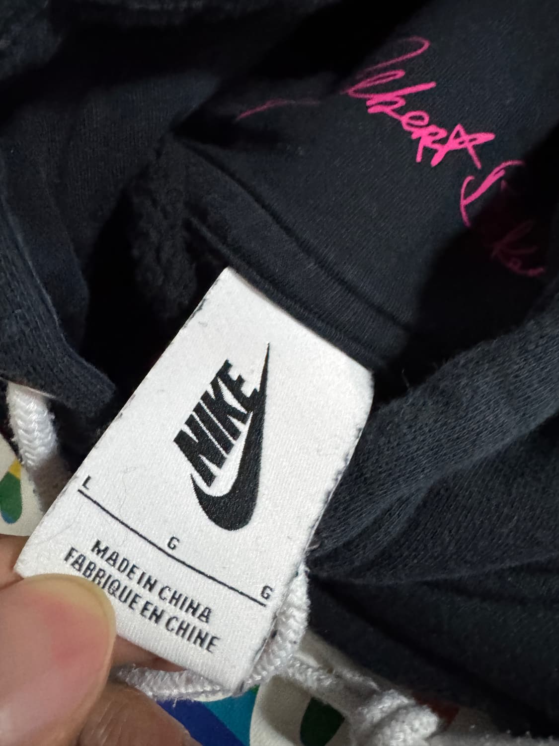 나이키 x 길버트베이커 레인보우 로고 기모 후드티 L~XL 블랙 상품이미지3