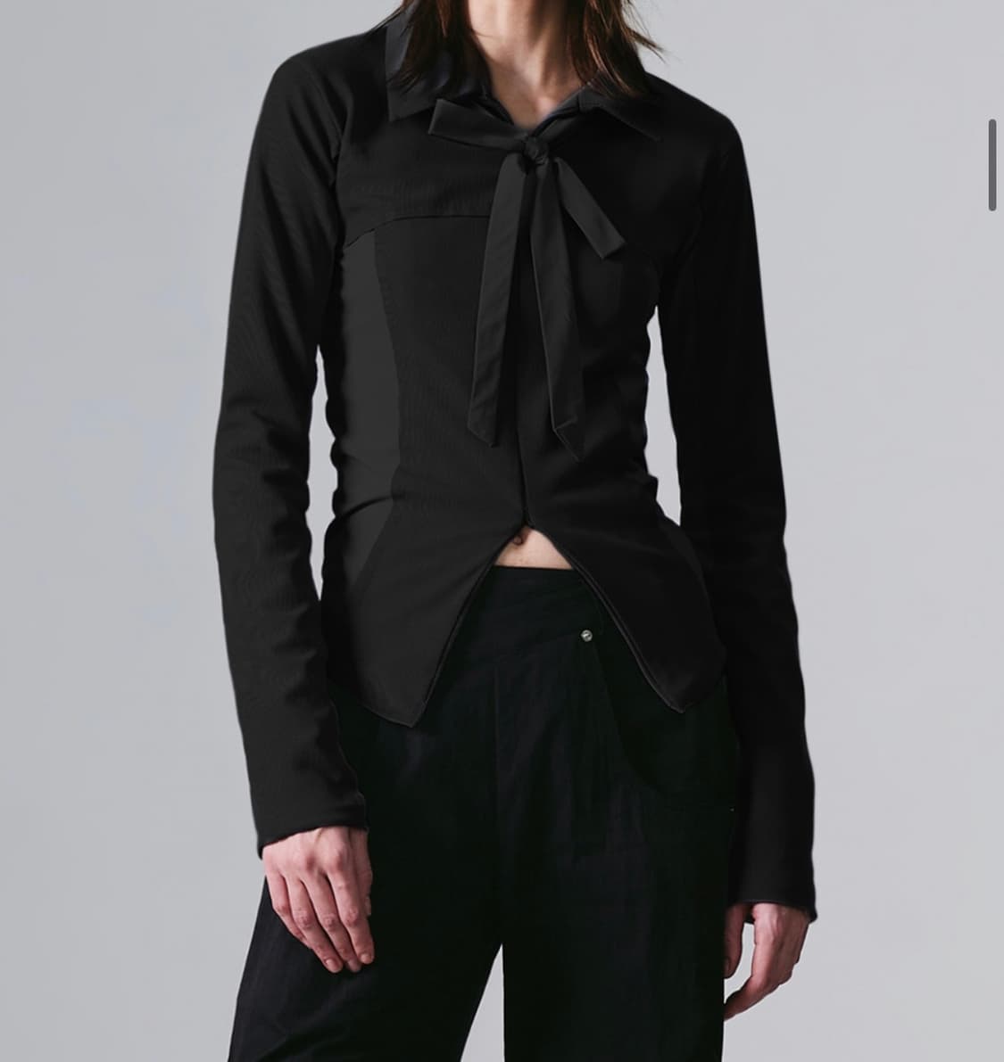 나체 TIE JERSEY SHIRT ZIP-UP BLACK 상품이미지1