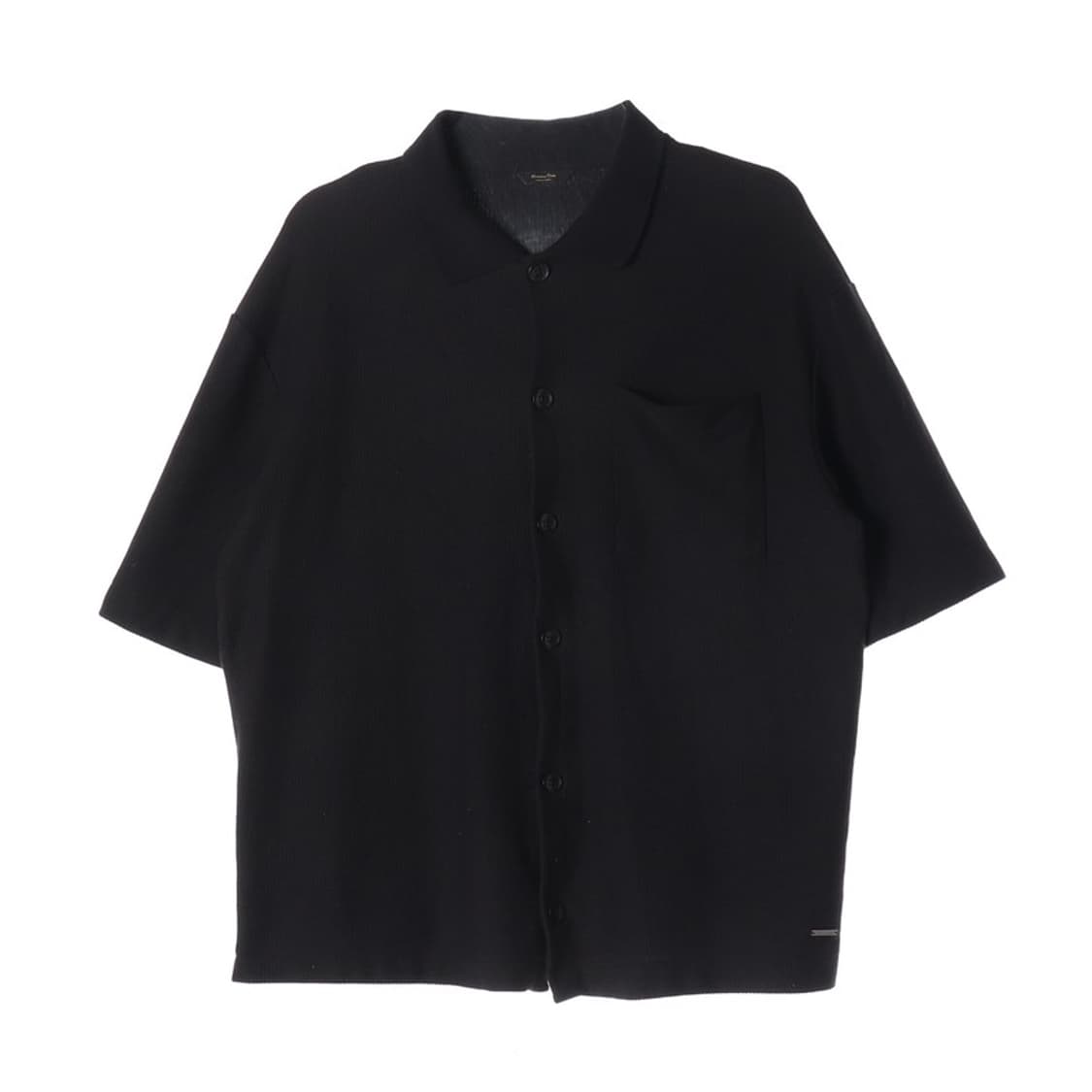 마시모두띠 블랙 텍스처 코튼 반팔 셔츠 상품이미지1