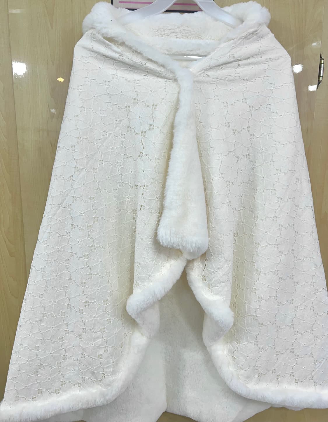 히메 갸루 지뢰계 화이트 퍼 망토 코트 상품이미지3