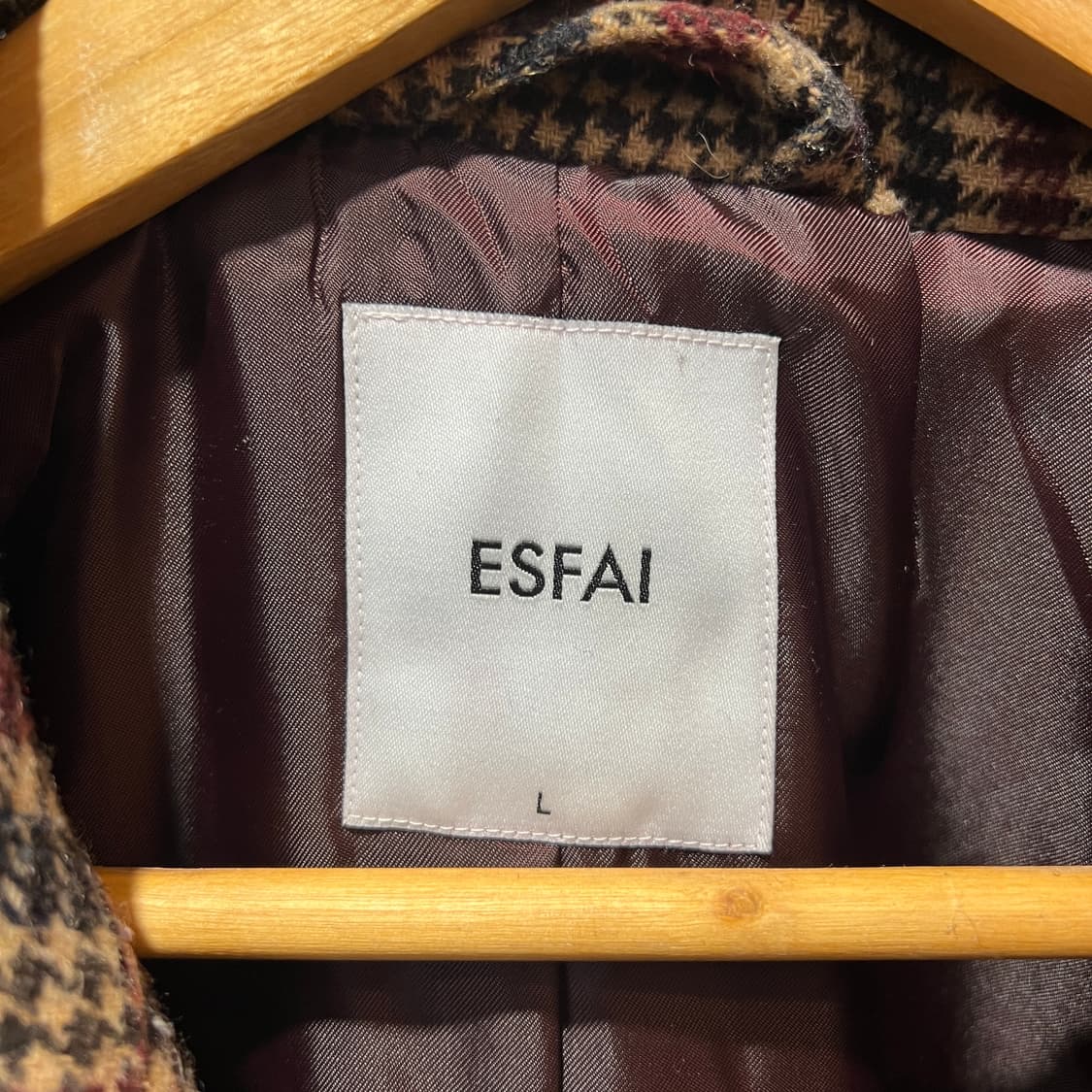 ESFAI 체크 롱 코트 상품이미지3