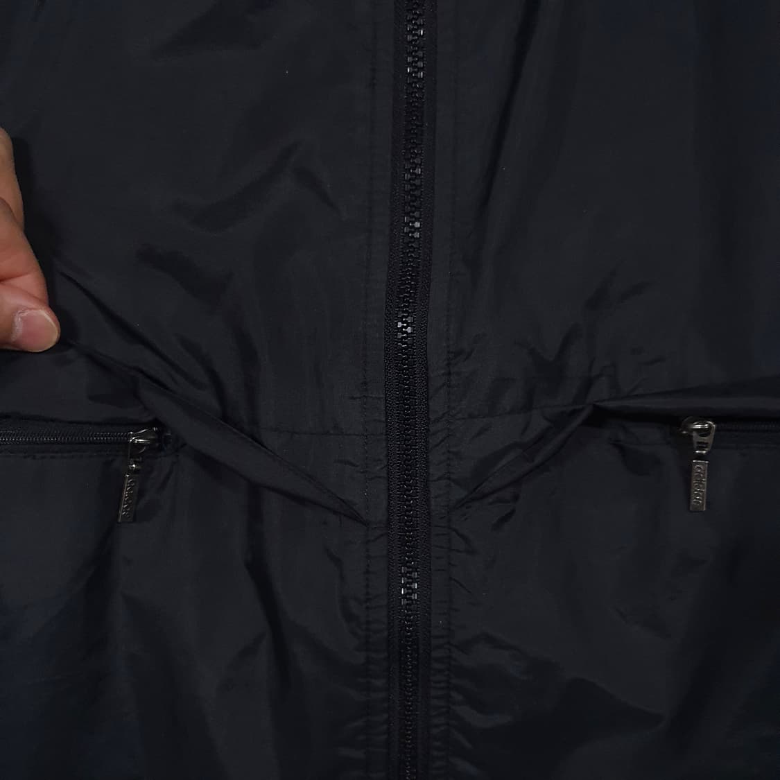 115 (3XL) 아디다스 대장급 올드 삼선 바람막이 집업 자켓 블랙 상품이미지3
