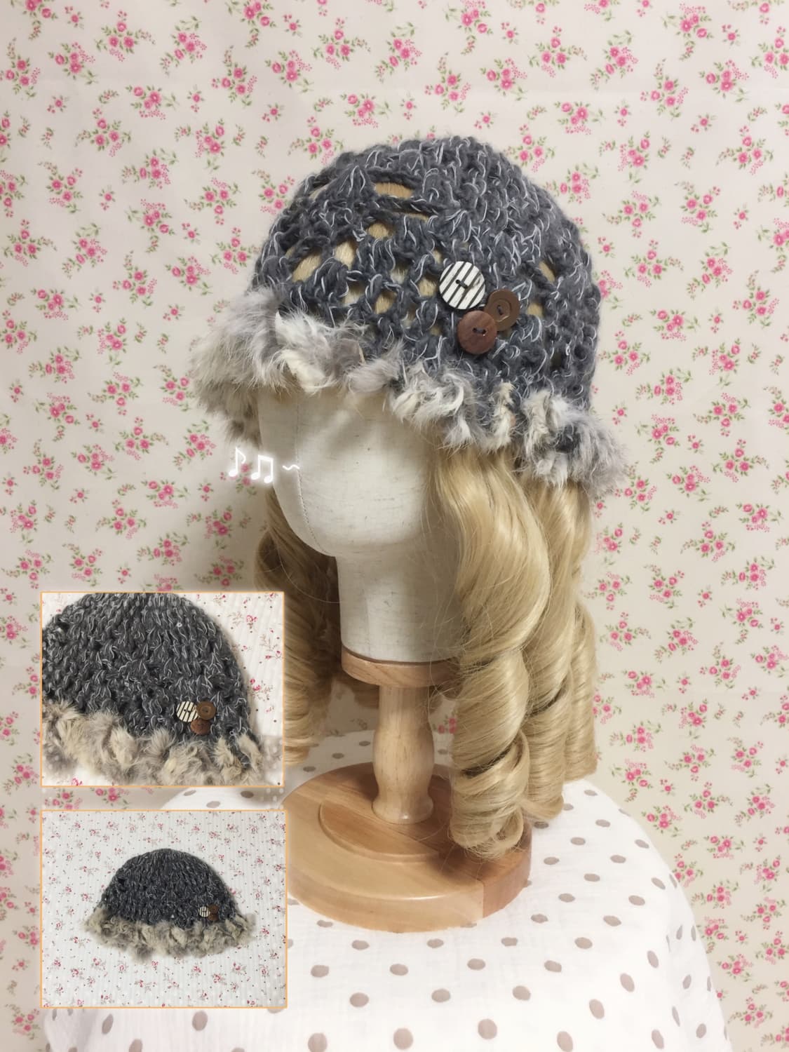 빈티지 모리걸 단추 버킷햇  상품이미지1