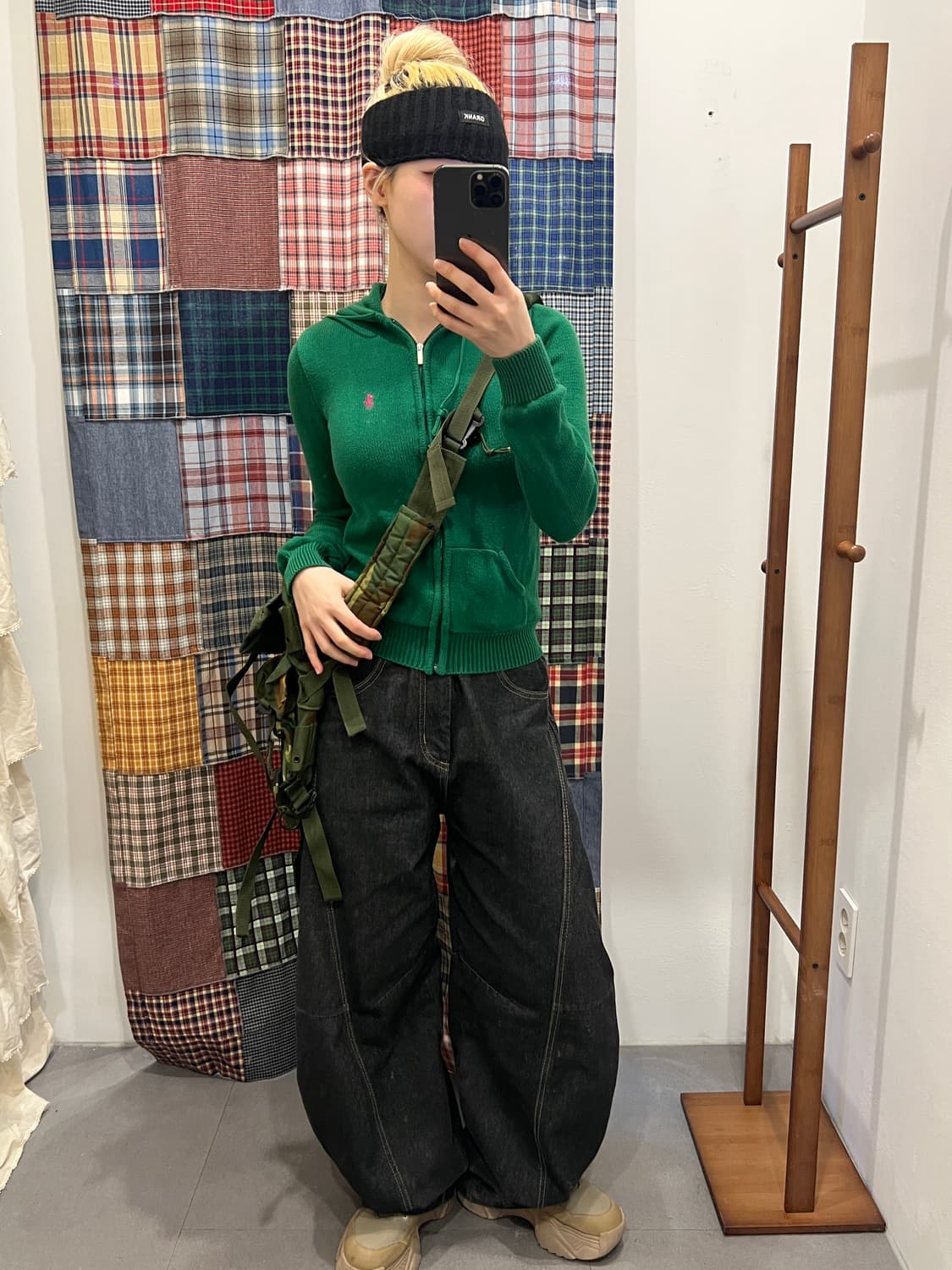 폴로 그린 니트 후드집업 상품이미지2