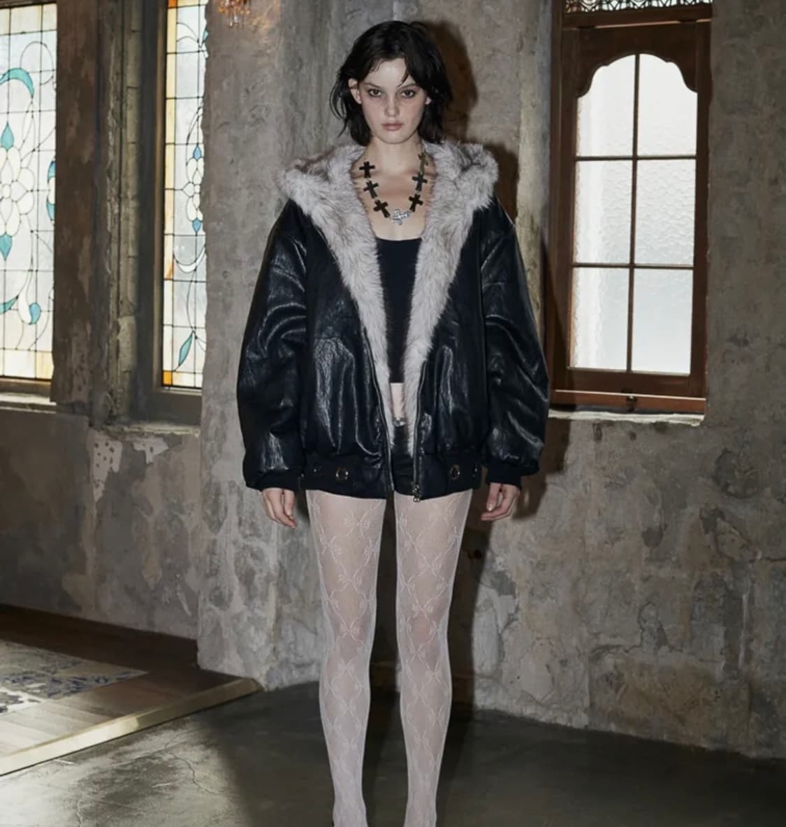 분트 아일렛 리버시블 퍼 레더자켓 블랙 상품이미지2