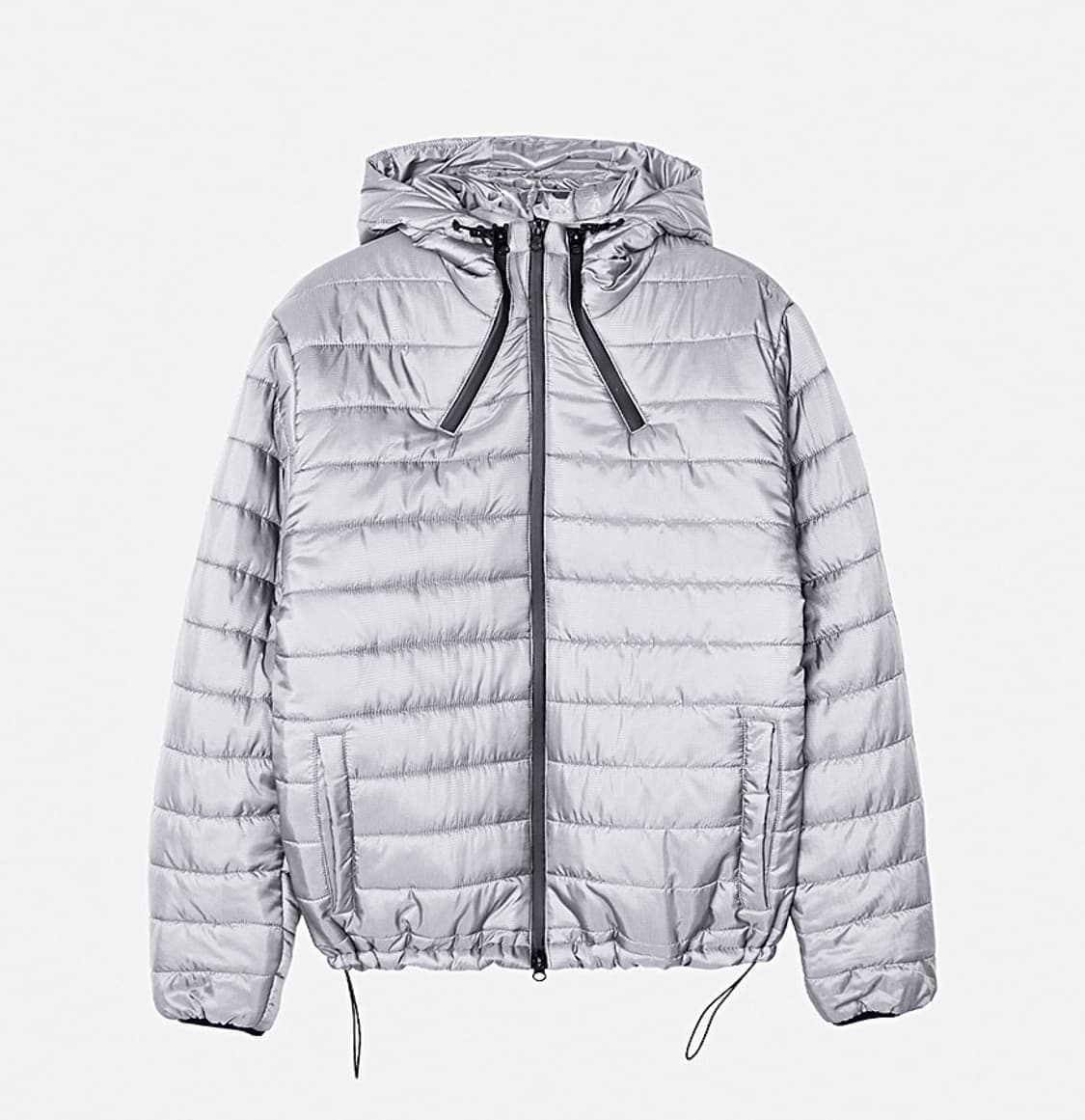 투웨이 경량 후드 크롭 패딩 (그레이) 상품이미지1