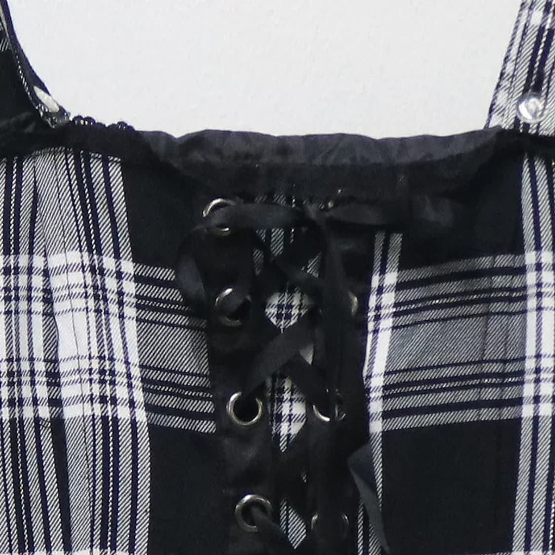 블랙 체크 뷔스티에 미니 원피스 61133 상품이미지5