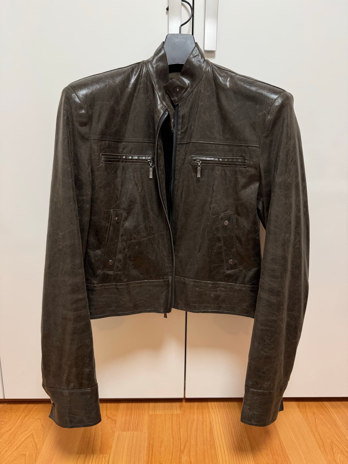 빈티지 레더 숏 자켓 브라운 상품이미지4