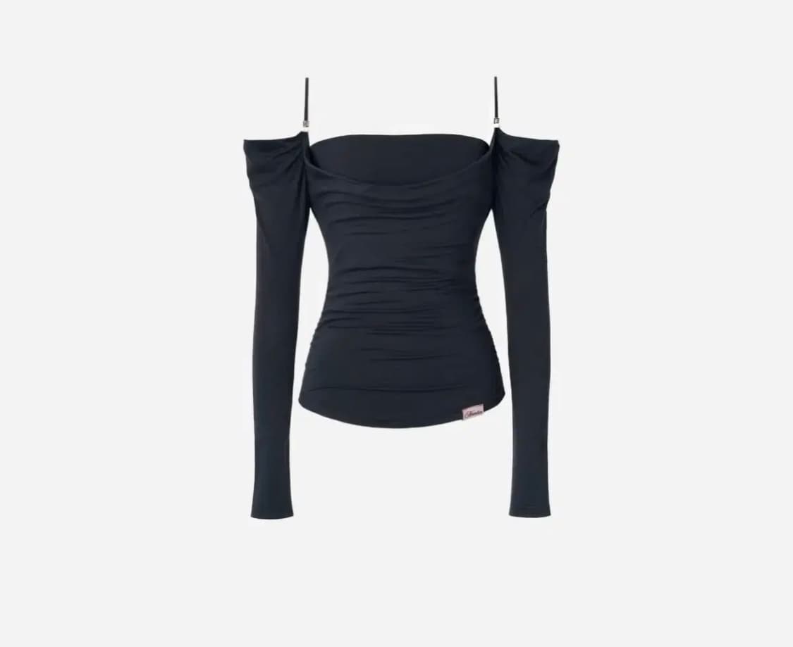 새)뉴얼린 eve draping off shoulder blouse 블루 상품이미지1