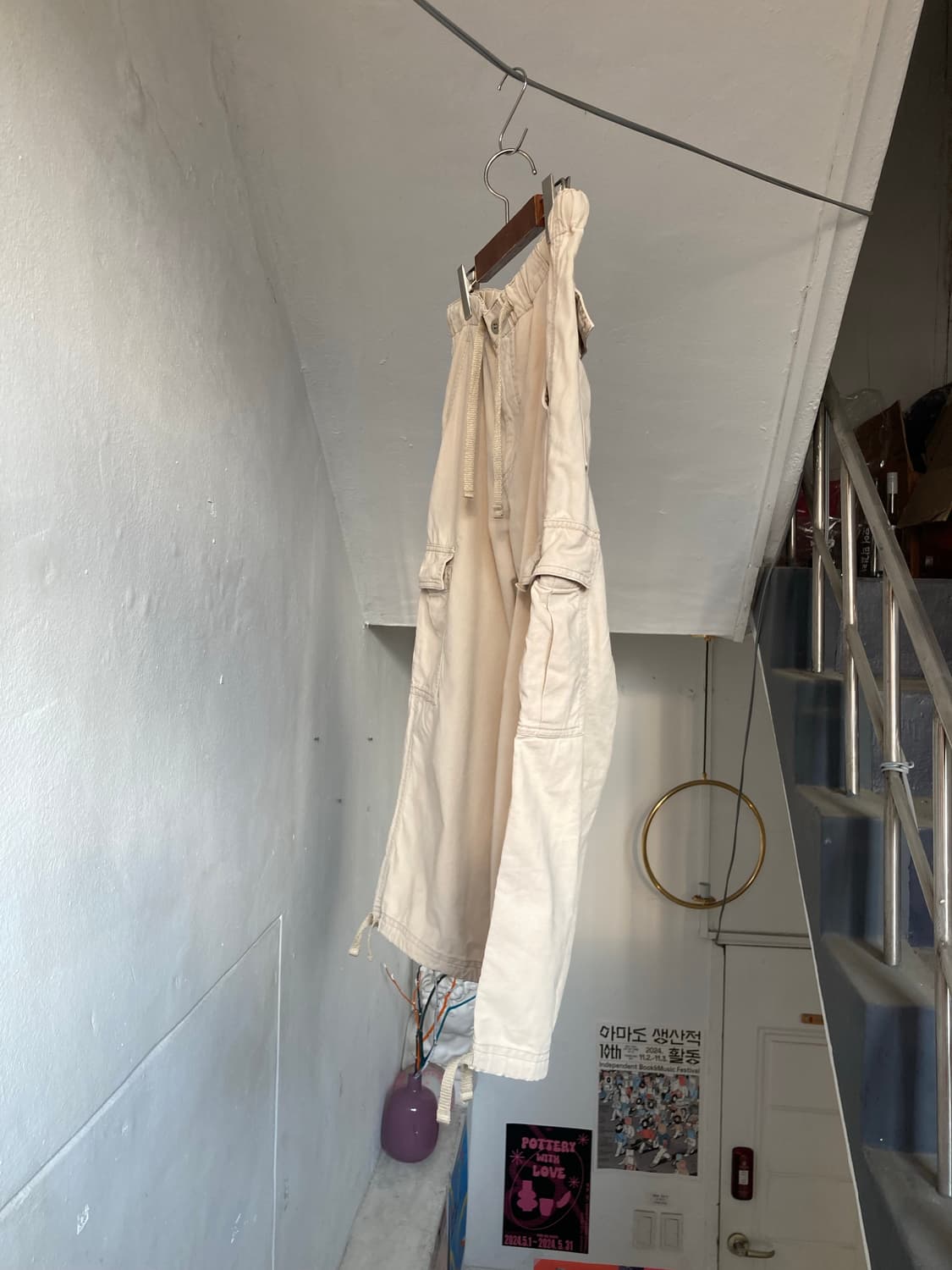 빈티지 7부 카고 스트링 팬츠 상품이미지4