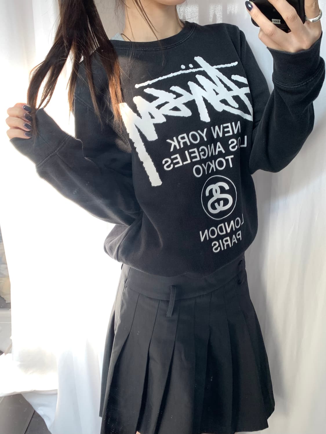 Stussy 스투시 월드투어로고 블랙컬러 맨투맨 상품이미지1