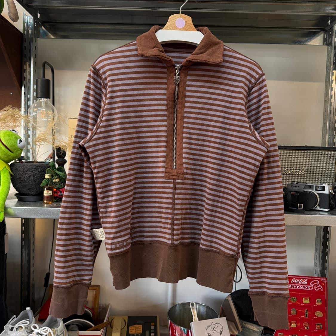 디젤 리버서블 요크 퍼플 브라운 스트라이프 카라넥 롱 슬리브 상품이미지3