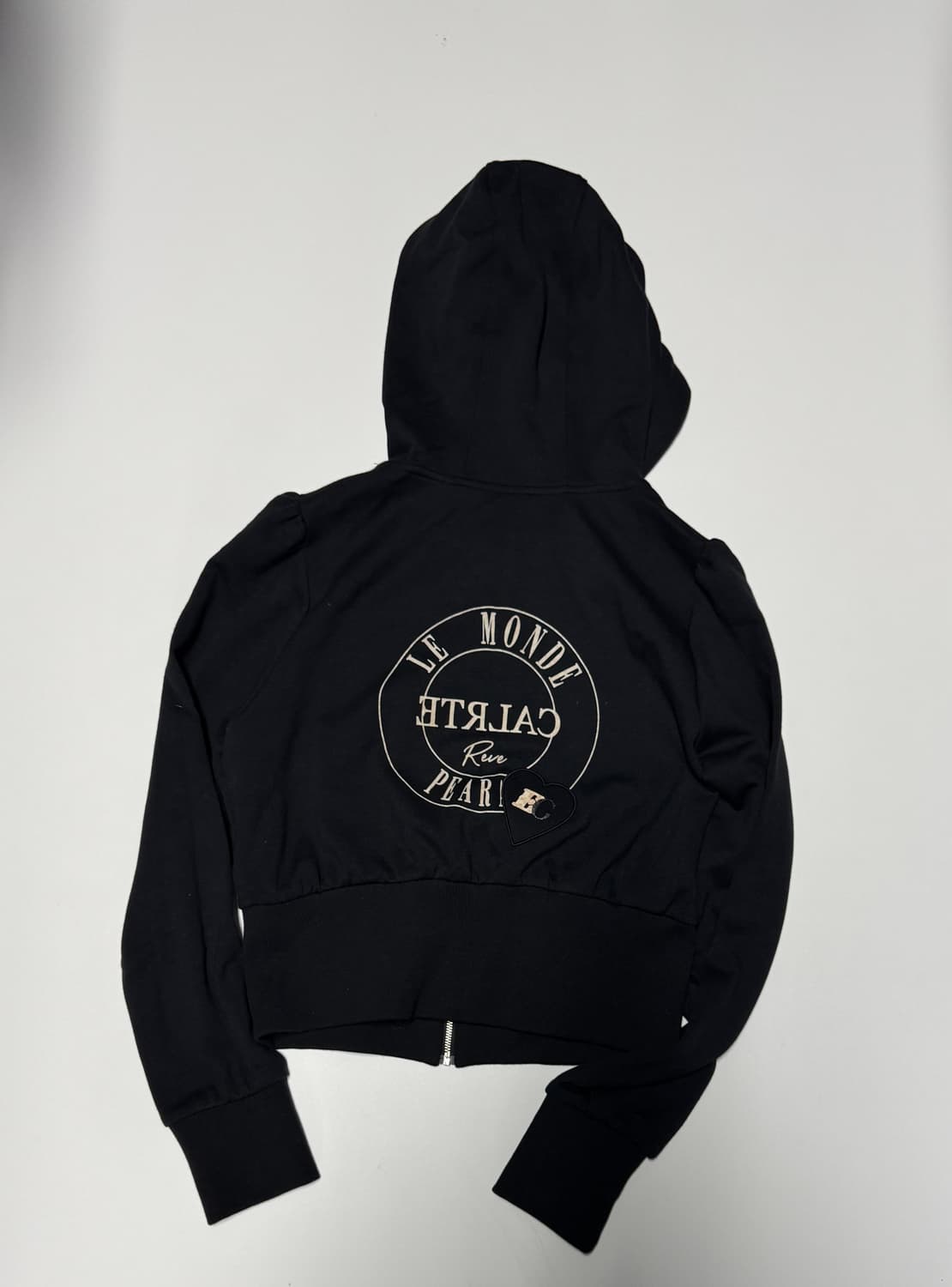 여성 에고이스트 뒷 프린팅 귀여운 크롭 후드집업 S 블랙 상품이미지2