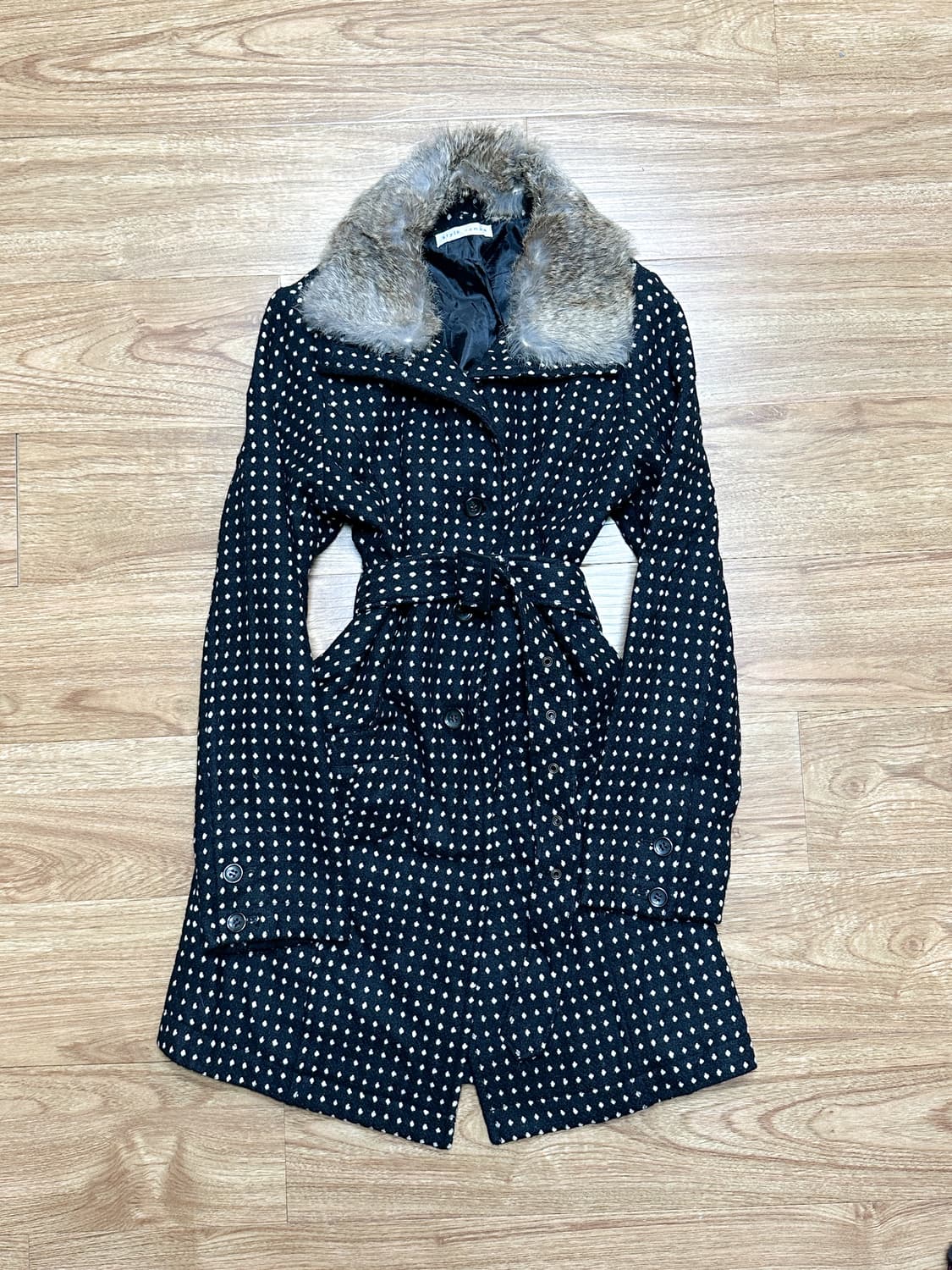 빈티지 블랙 도트 하이넥 코트 히메갸루 로걀 라떼 모리걸 긱시크 벨트 상품이미지2