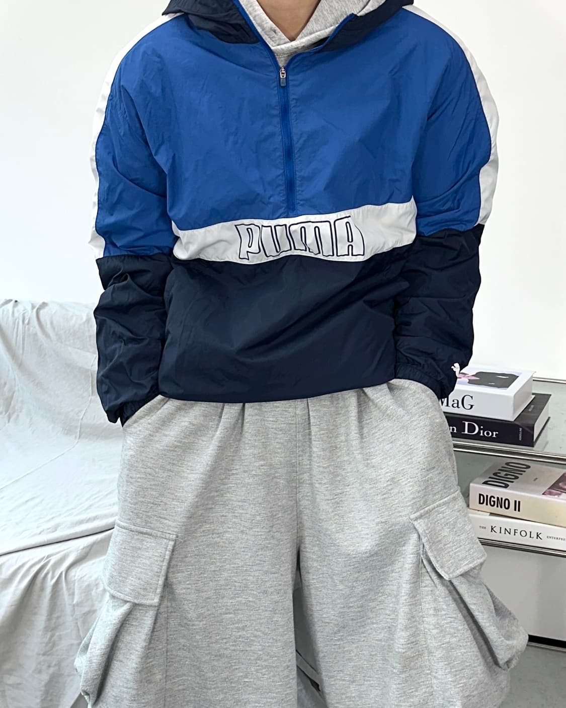 푸마 빅로고 후드 바람막이 아노락 L 상품이미지1