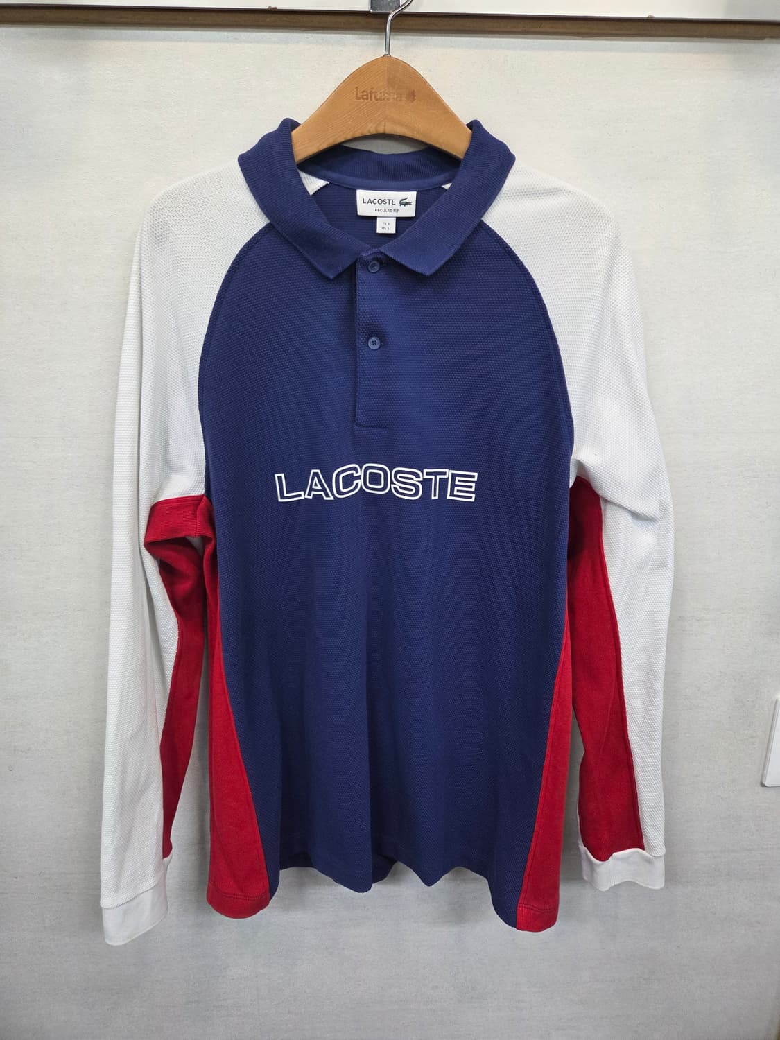 라코스테 빈티지 스펠아웃 컬러블록 럭비 카라긴팔 L 상품이미지1