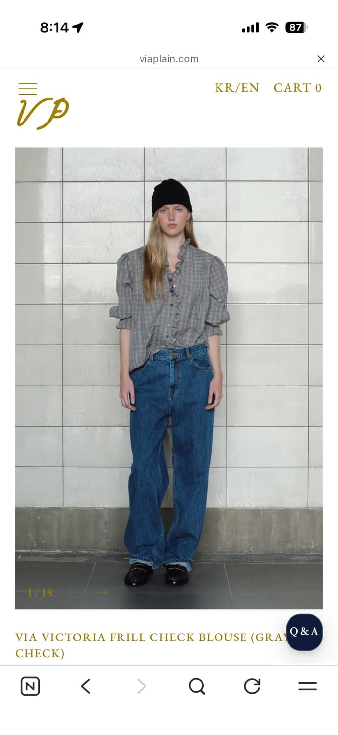 비아플레인 빅토리아 프릴 체크 블라우스 상품이미지1