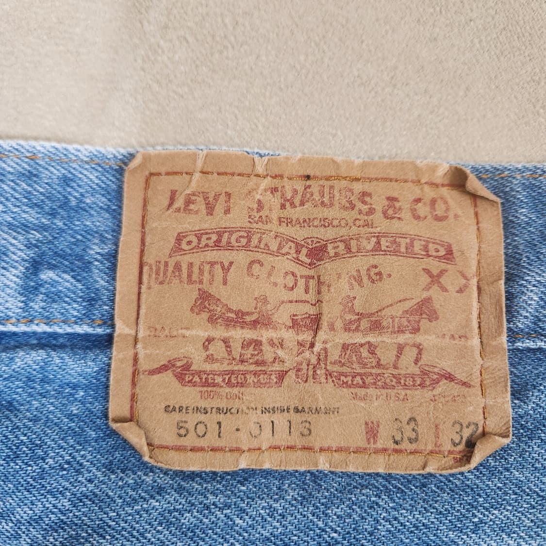 80s 빈티지 USA Levi's 리바이스 501 중청 W33 L32 상품이미지4