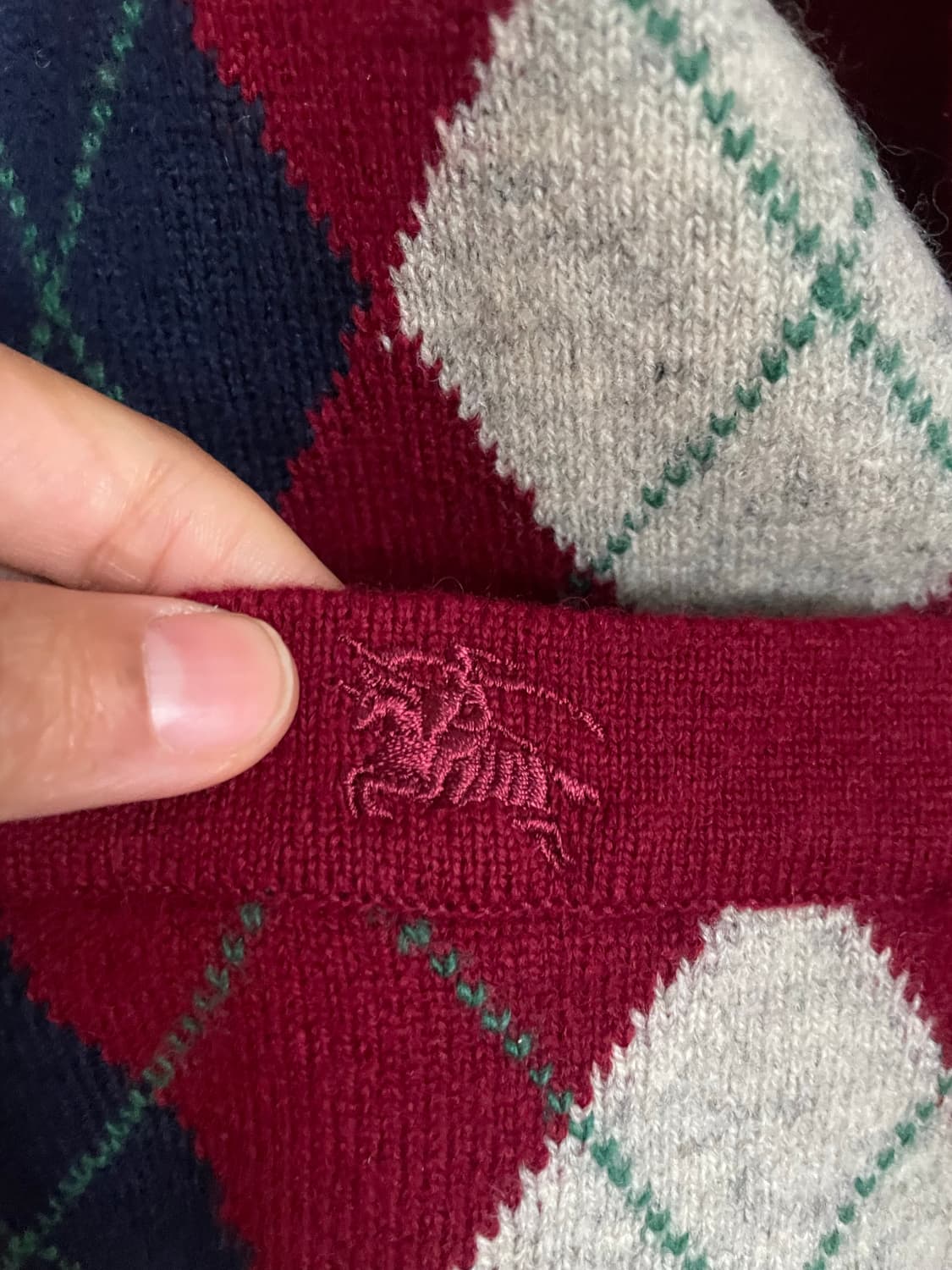 버버리 램스울100 아가일 가디건 상품이미지2