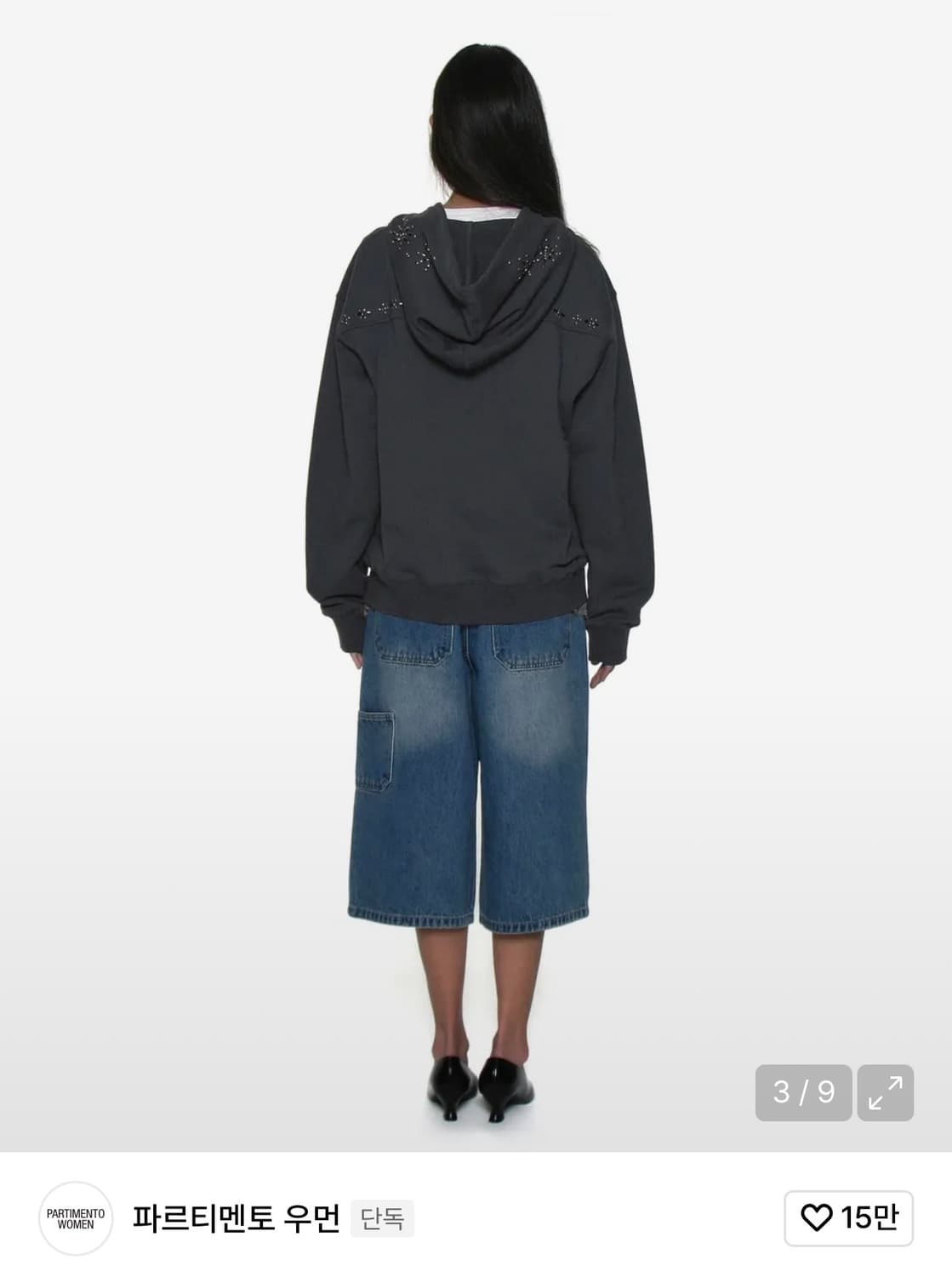 파르티멘토 우먼 웨스턴 젬스톤 후디 집업_차콜 상품이미지2