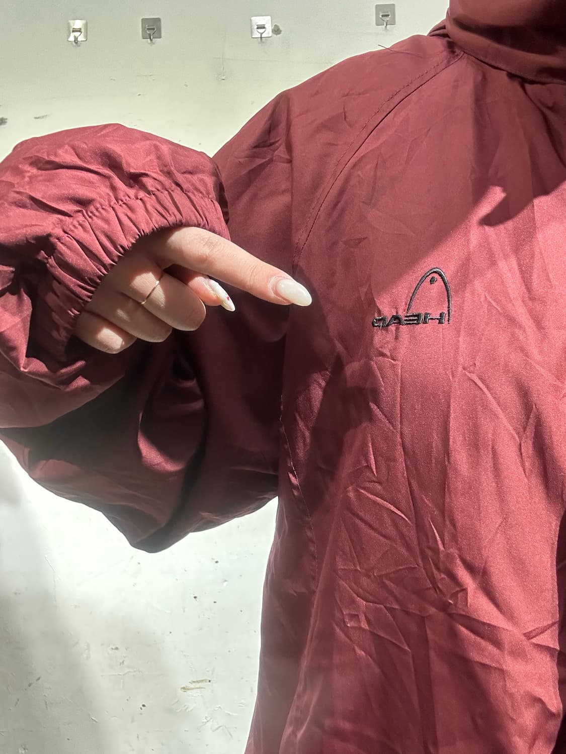 일본 빈티지 올드스쿨 헤드 버건디 후드 바람막이 자켓 L 상품이미지4