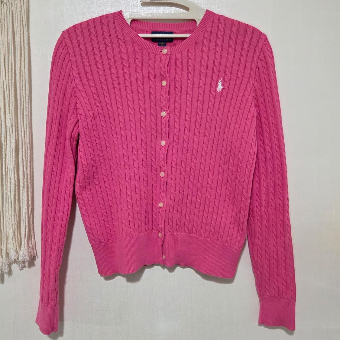 폴로랄프로렌 핫 핑크색 케이블 가디건 걸즈 xl 상품이미지1