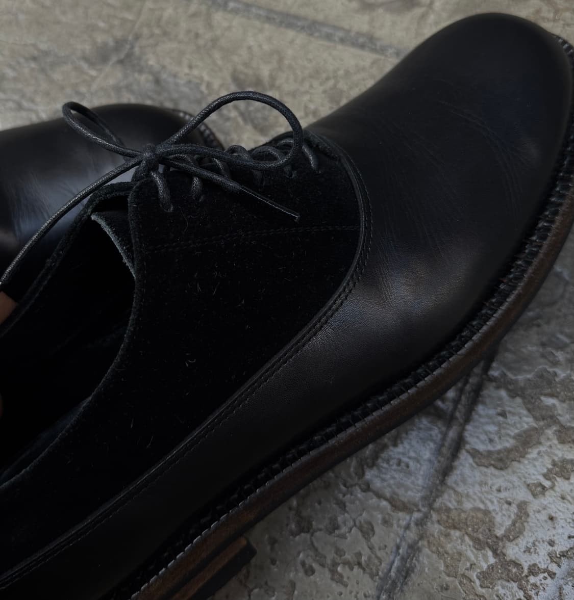 꼼데가르송 옴므 레더 스웨이드 도킹 우드솔 더비슈즈 상품이미지7