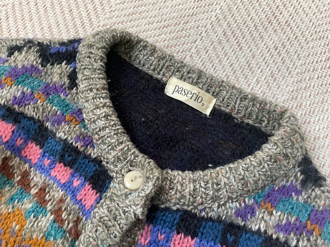 파세리오 멀티컬러 페어아일 패턴 니트 가디건 J03732 상품이미지4