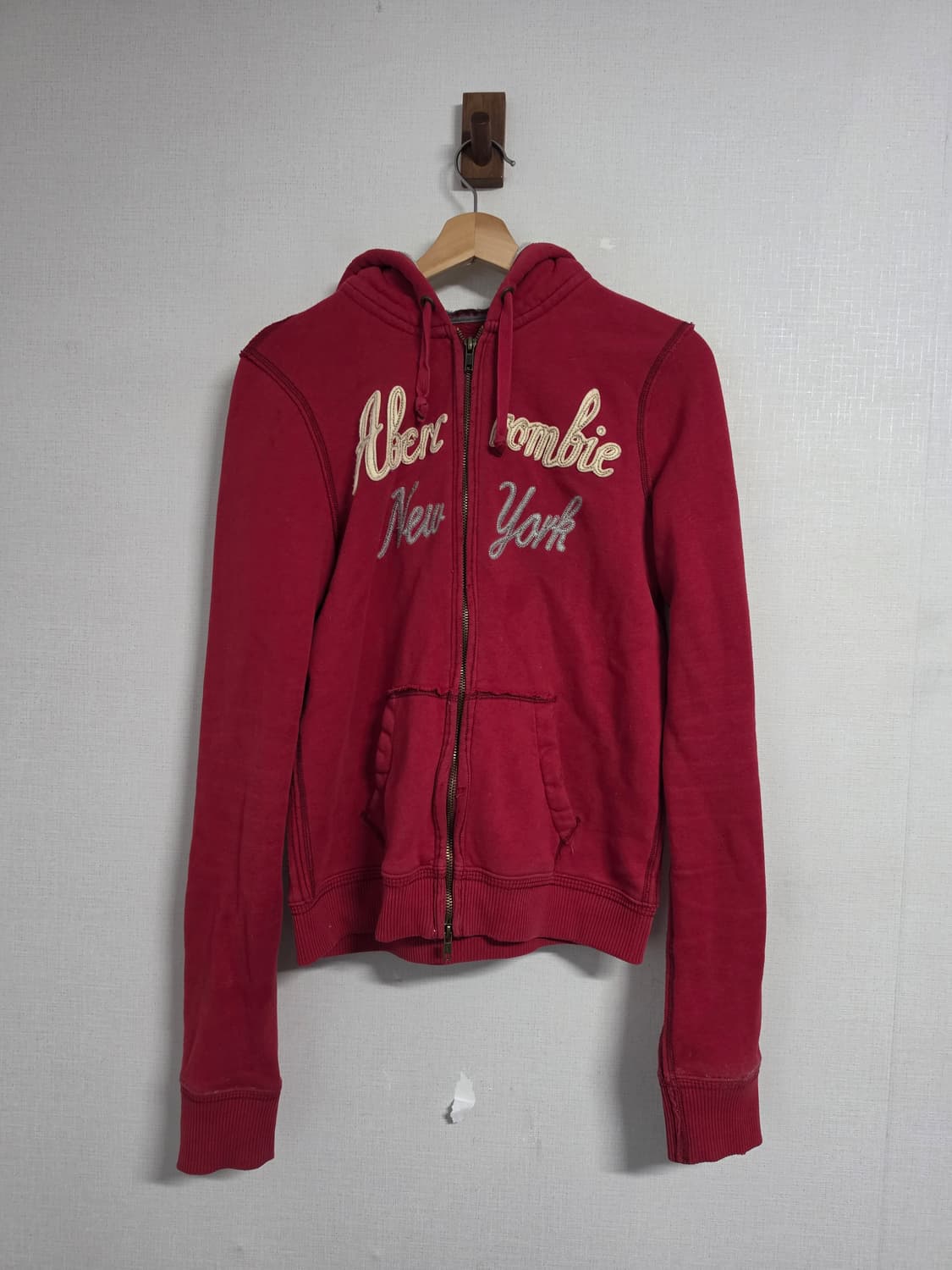 아베크롬비 딥레드 투웨이 후드집업 M 상품이미지2
