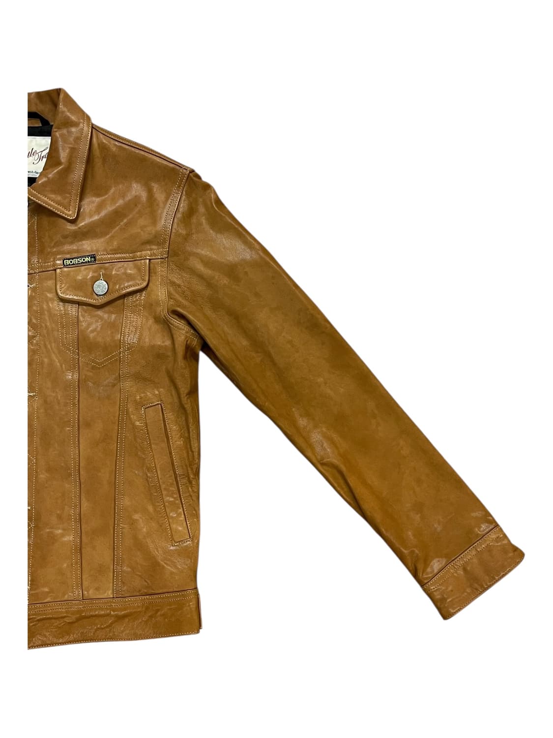 밥슨 카라 버튼 레더 자켓 카멜 S #csz1966 상품이미지7
