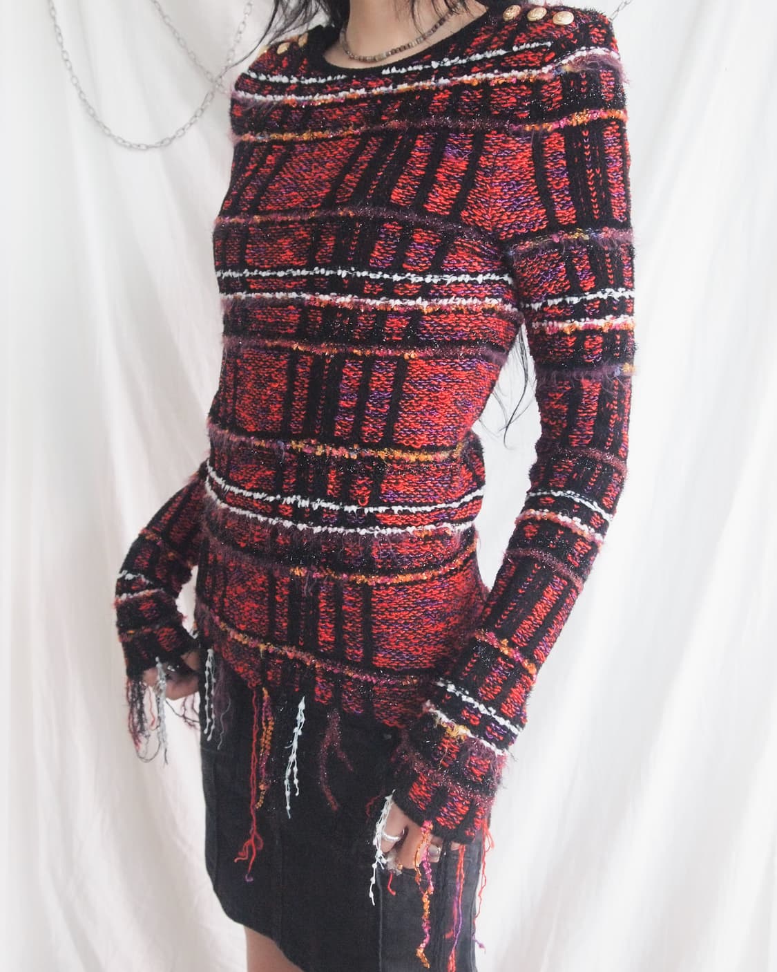 발망 17ss 런웨이 그런지 트위드 니트 상품이미지2