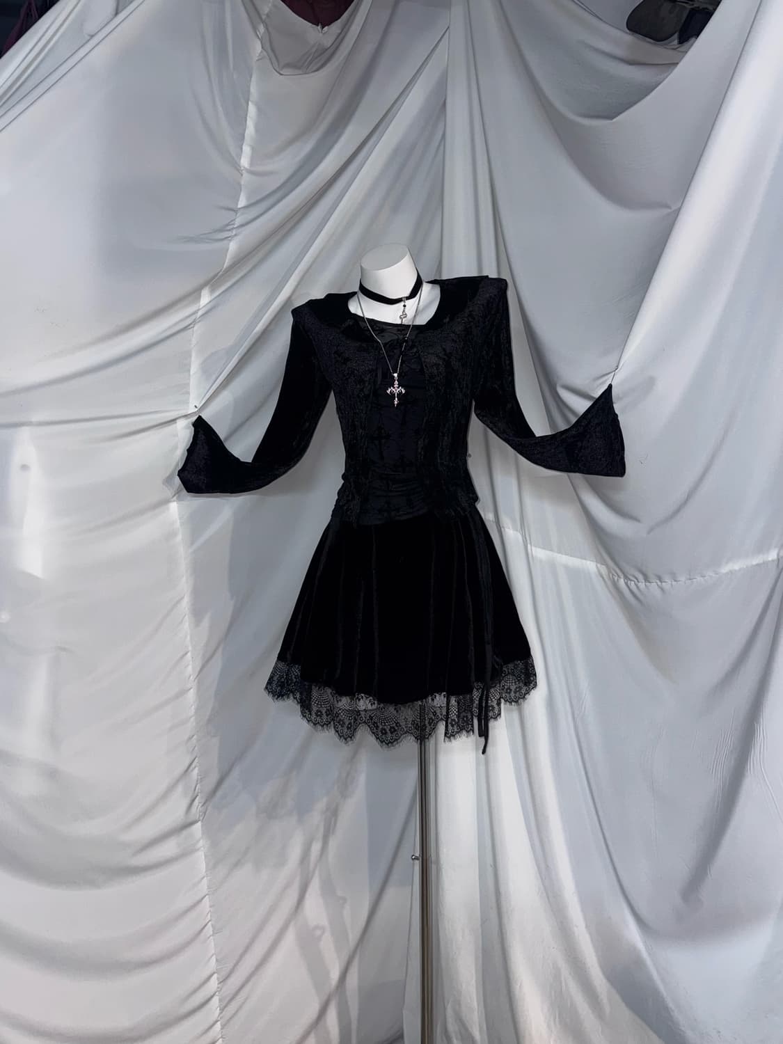 오사라기깔 블랙 데일리 고스고딕 코디세트 상품이미지4