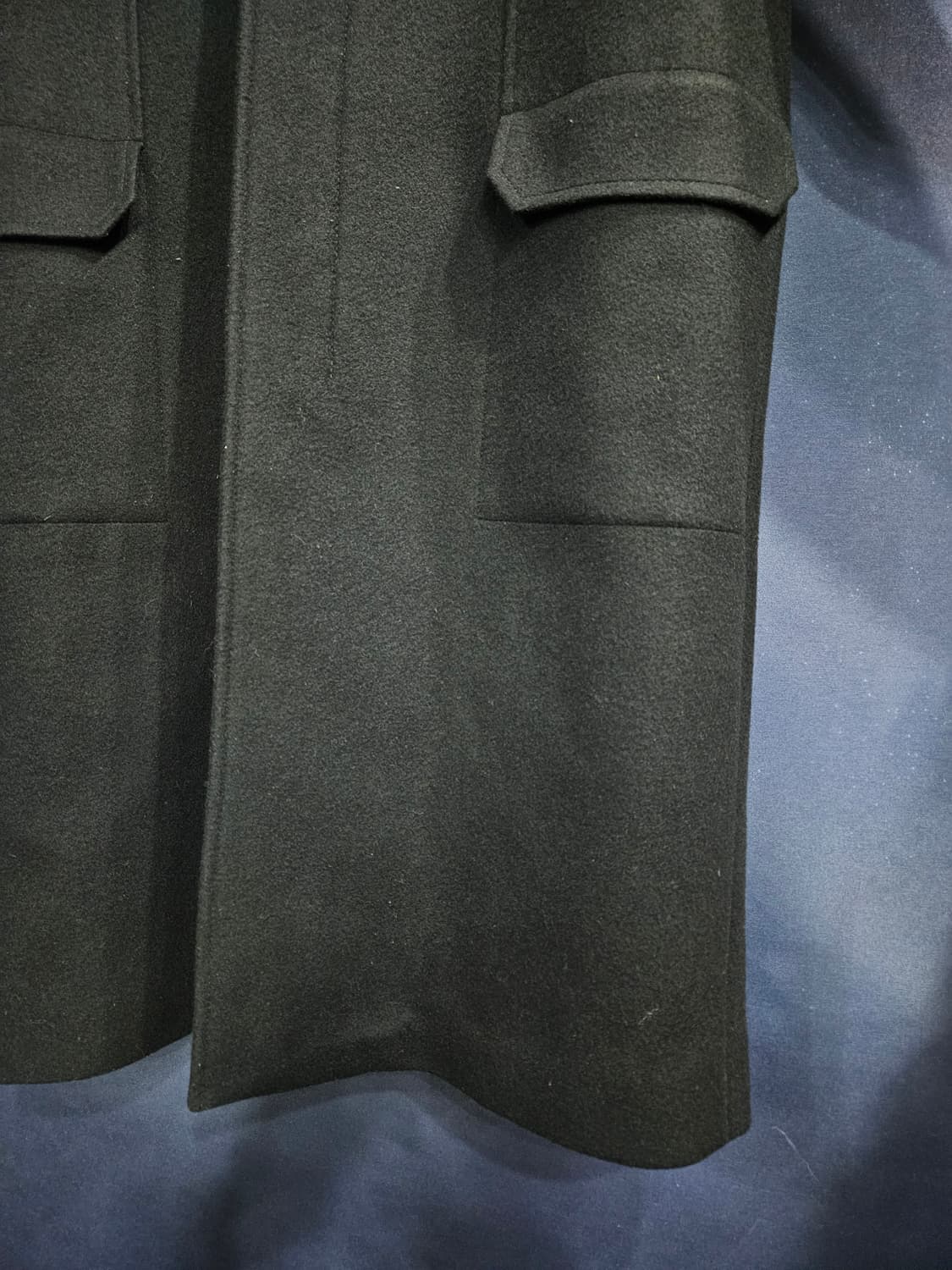 엘무드 블랙컬러 남성 세미오버핏 100 후드 롱코트  상품이미지6