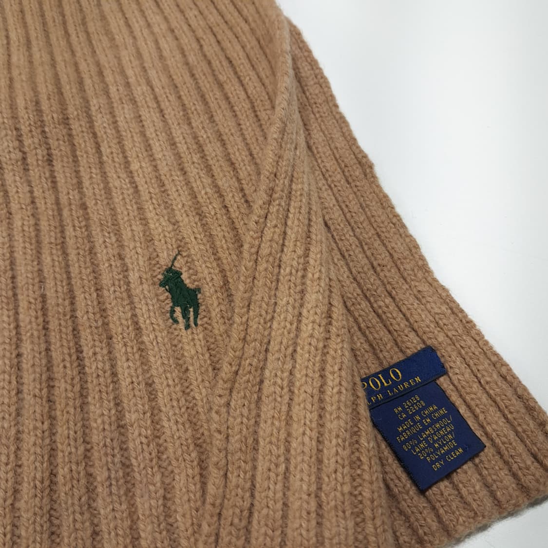 MX644 폴로 00s 램스울 카멜 브라운 리브드 머플러 목도리 상품이미지3