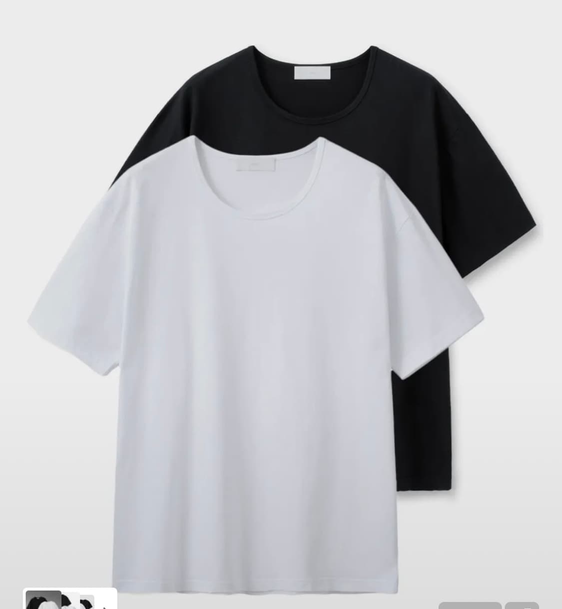 미나브 쿨코튼 유넥 반팔 티셔츠 블랙 화이트 SET M팝니다 상품이미지1