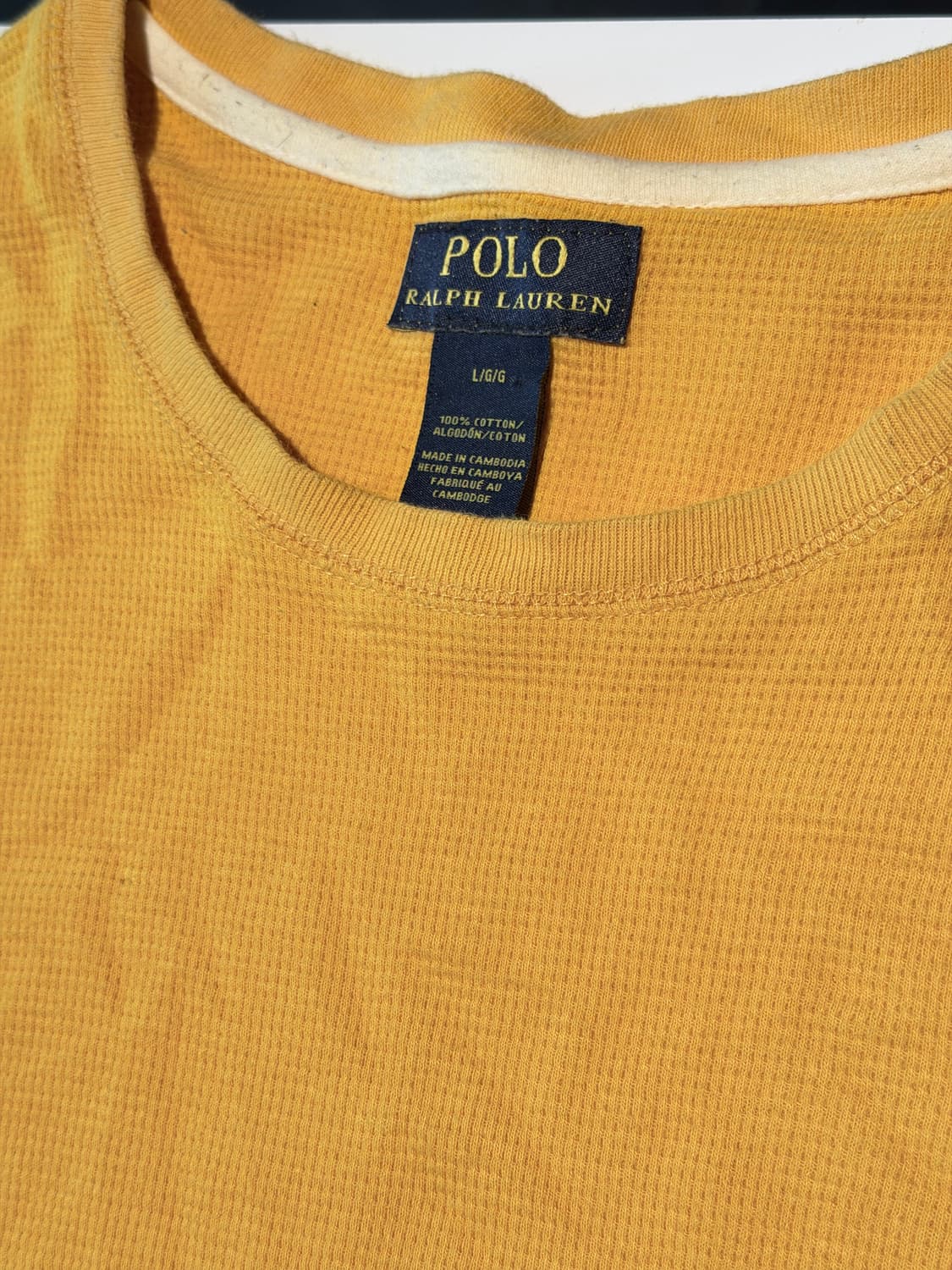 폴로 랄프로렌 옐로우 와플 긴팔 티셔츠 남성 L 상품이미지2
