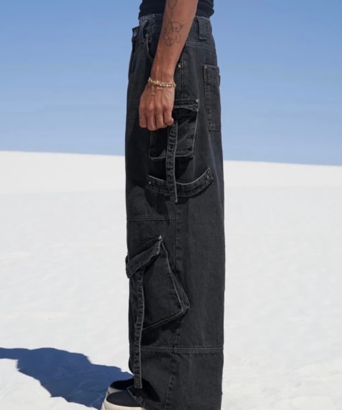 Leey yeel 카고 스트랩 와이드 데님 팬츠 1사이즈 엘이이와이 상품이미지2