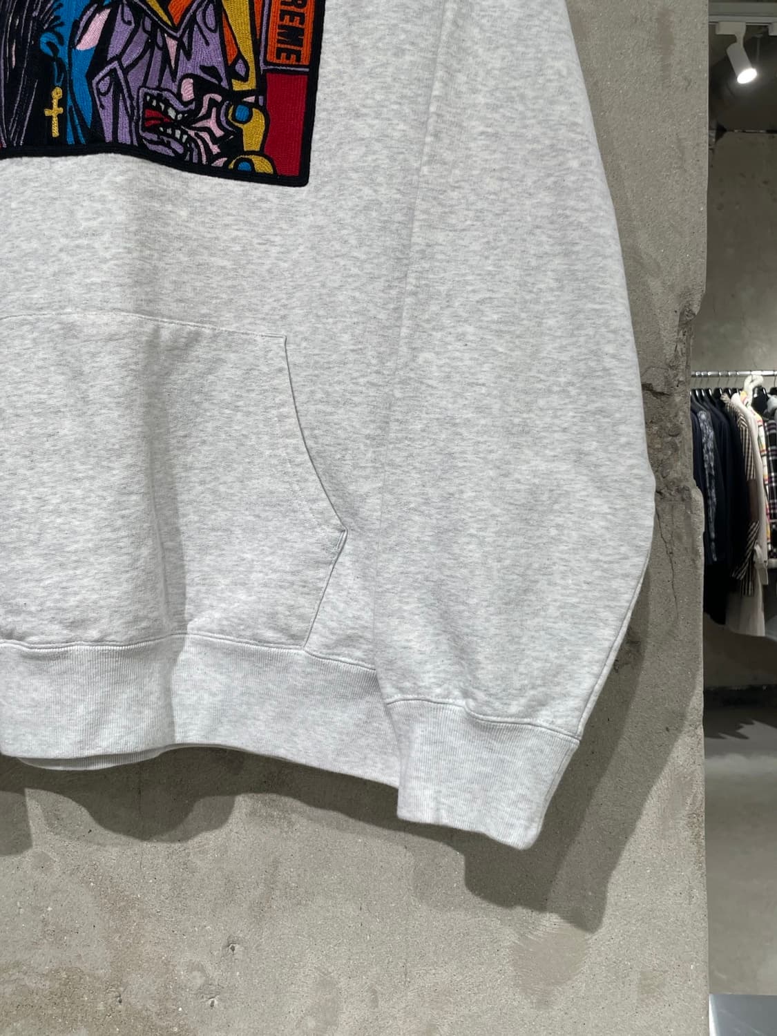 슈프림 18F/W 멜란지 라이트 그레이 피카소 체인 스티치 후디 상품이미지5