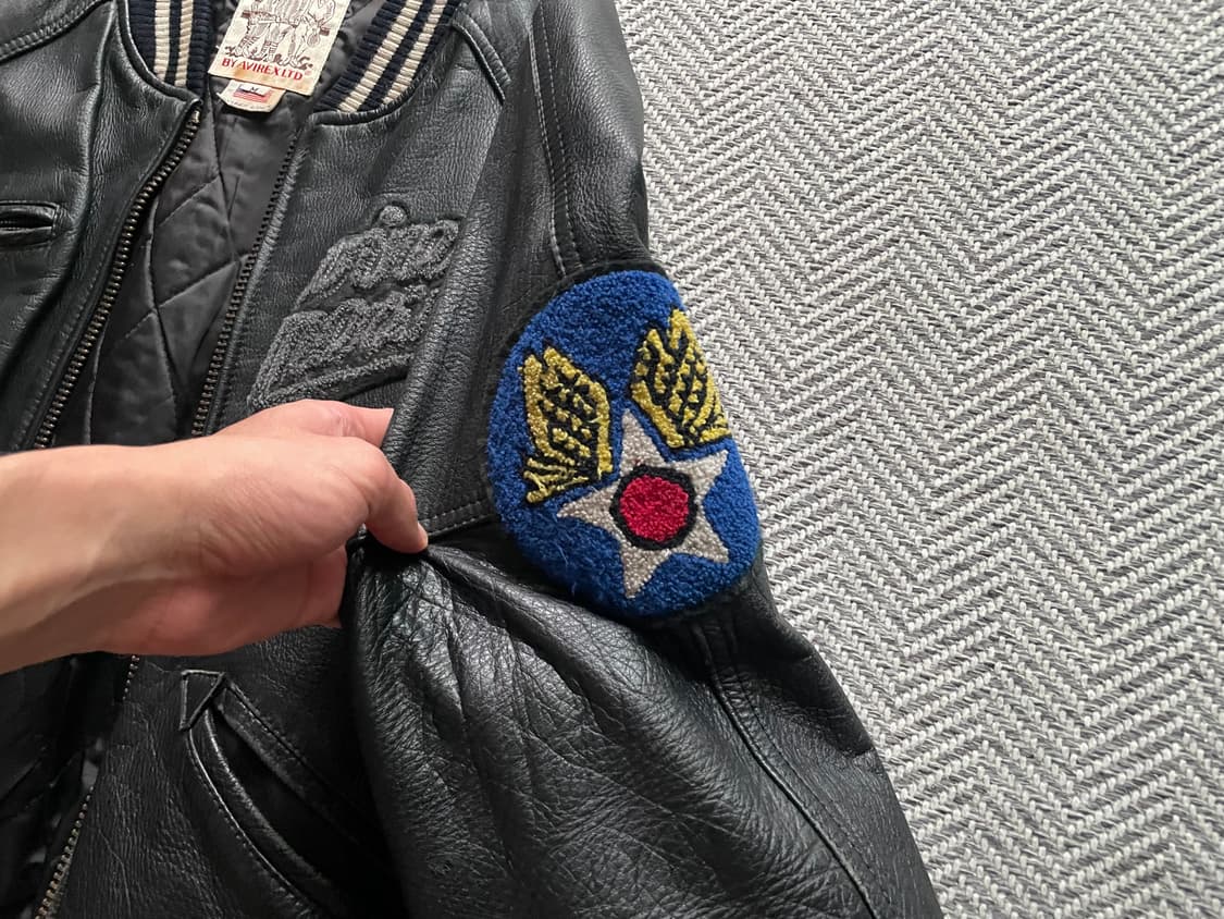 90‘s아비렉스 트랙필드 레더 바시티 자켓  상품이미지5