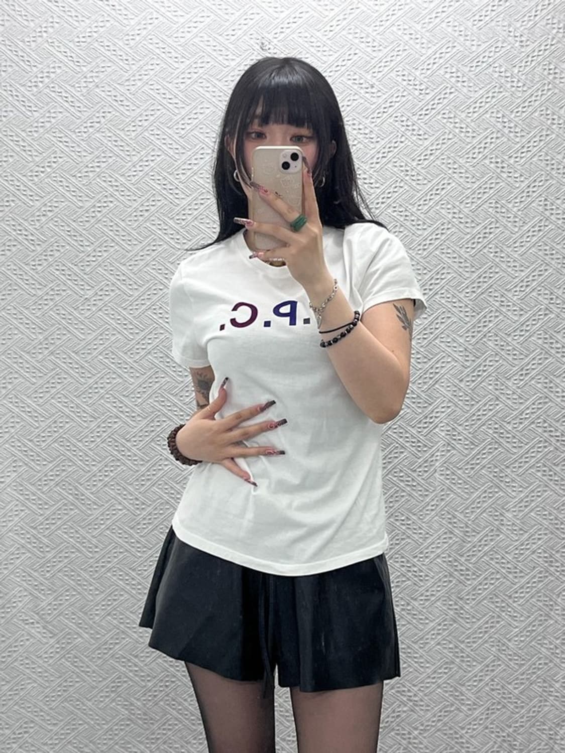 아페쎄 빈티지 스트릿 키치 VPC 벨벳로고 반팔티 S C12055 상품이미지2