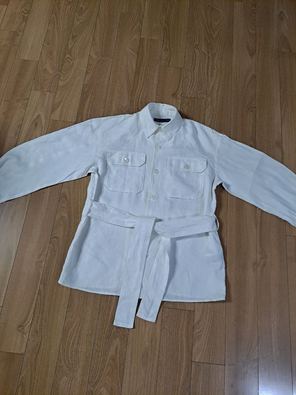 폴로 벨트 린넨 긴팔 셔츠 블라우스 4(44-55) 상품이미지2