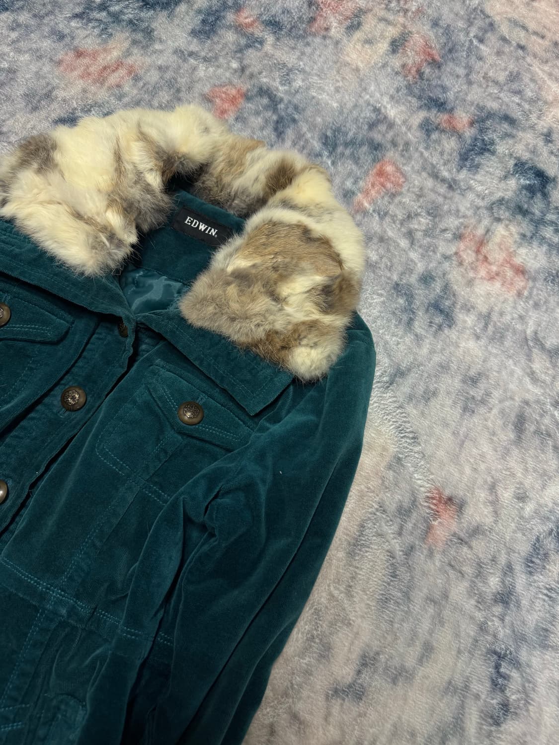 Edwin y2k emerald corduroy rex fur jacke 상품이미지4