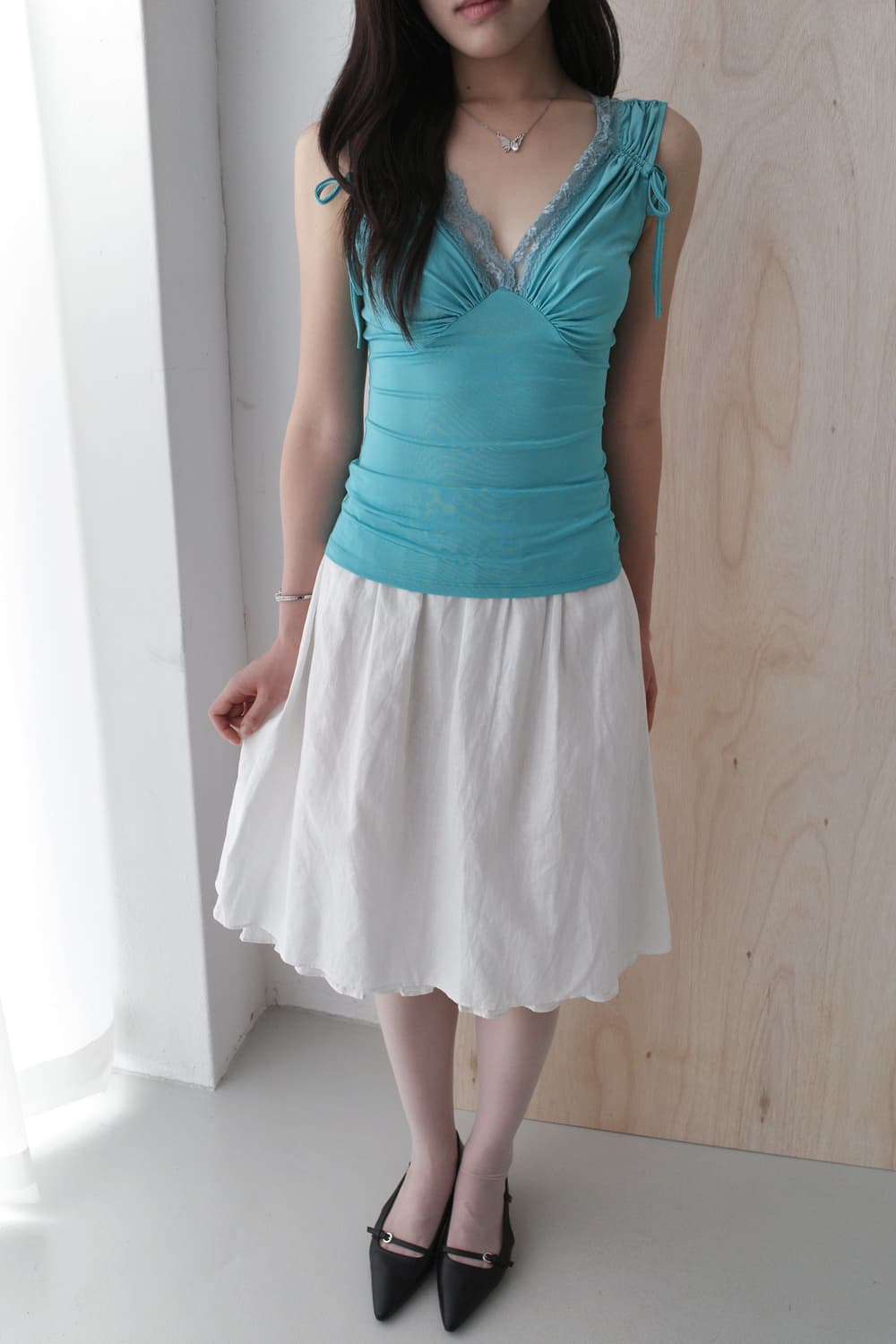 lace shirring sleeveless 상품이미지7