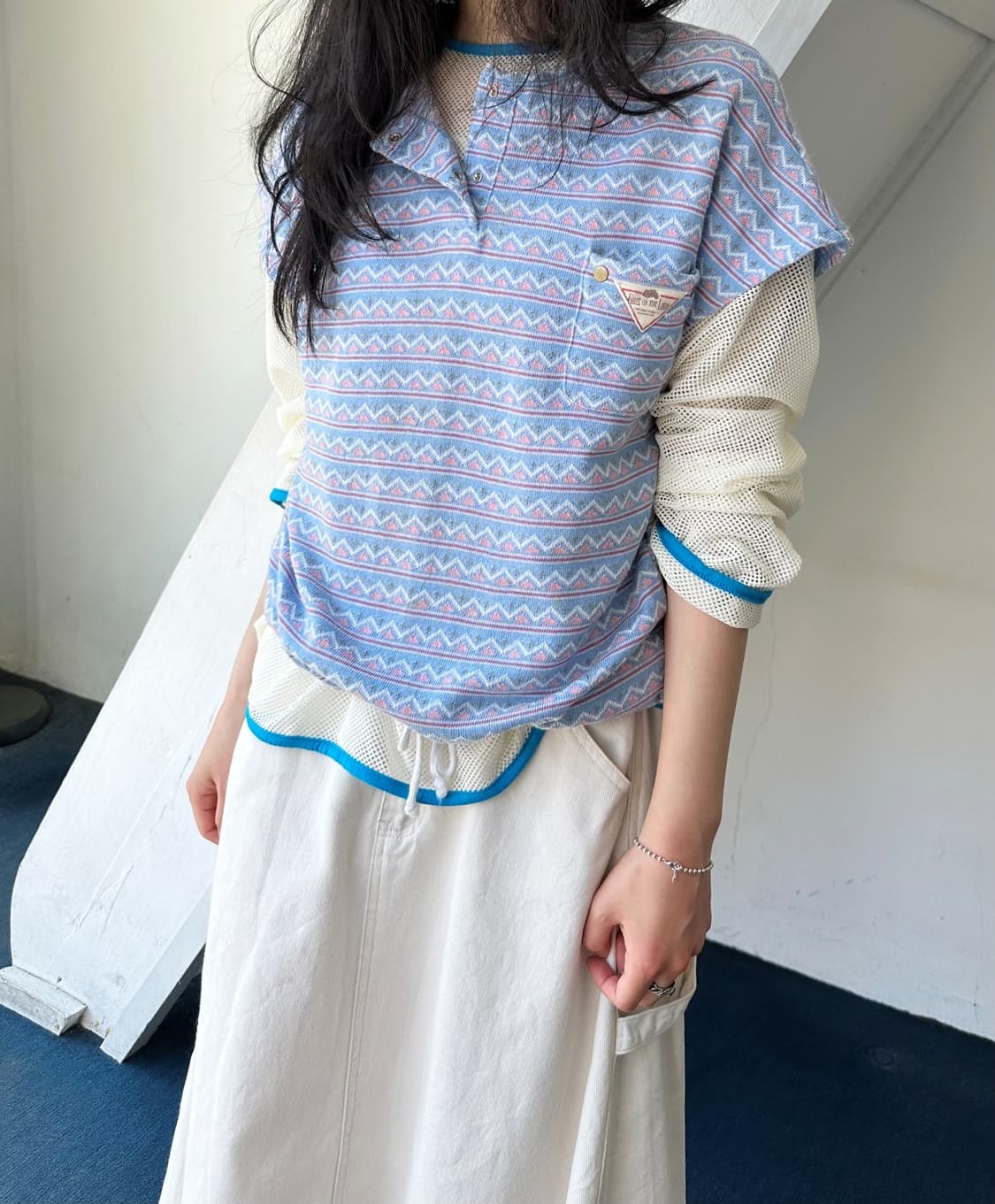 Jacquard design light knitted top 상품이미지8
