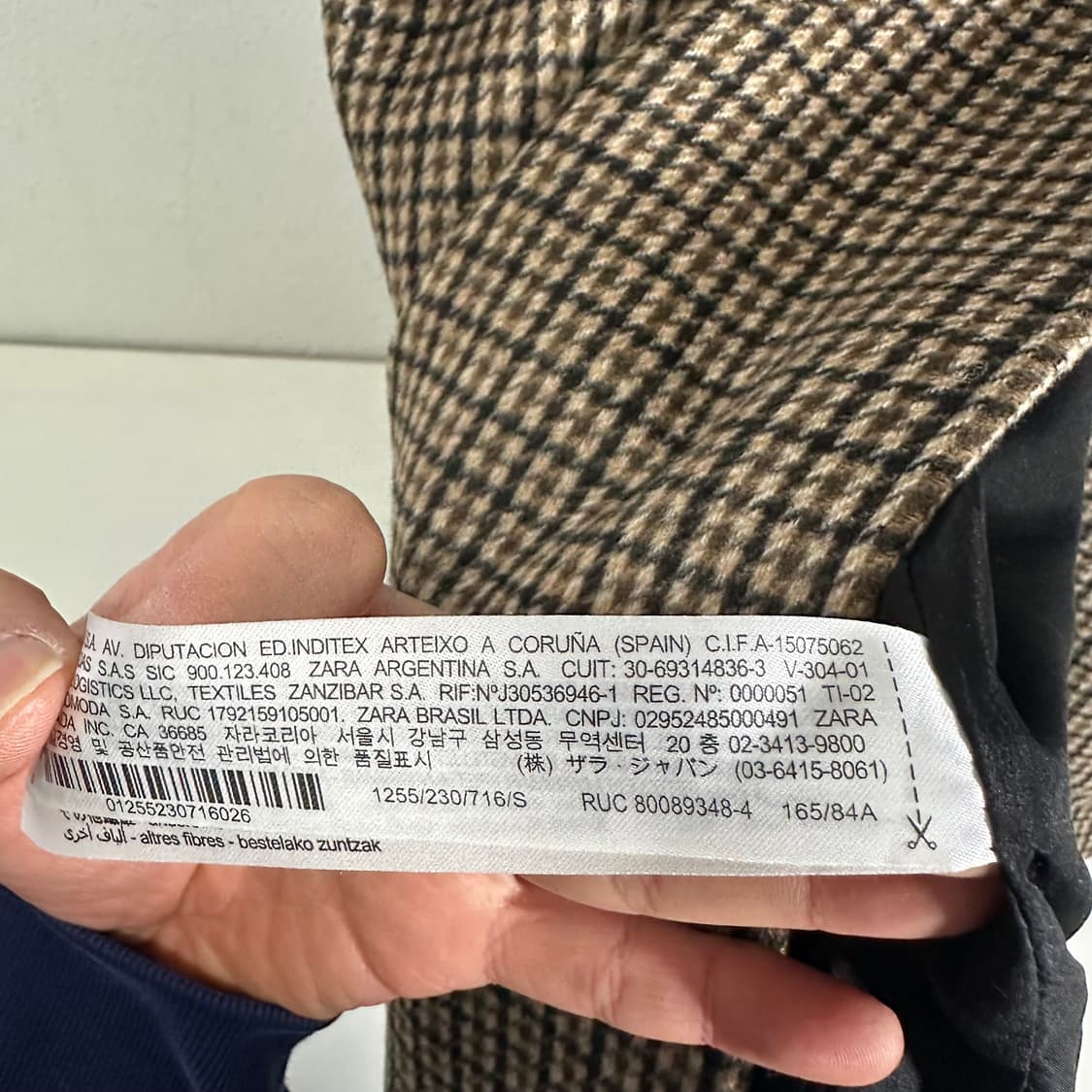 S 95 자라 클래식오버핏 하운드투스체크 울 롱코트 상품이미지9