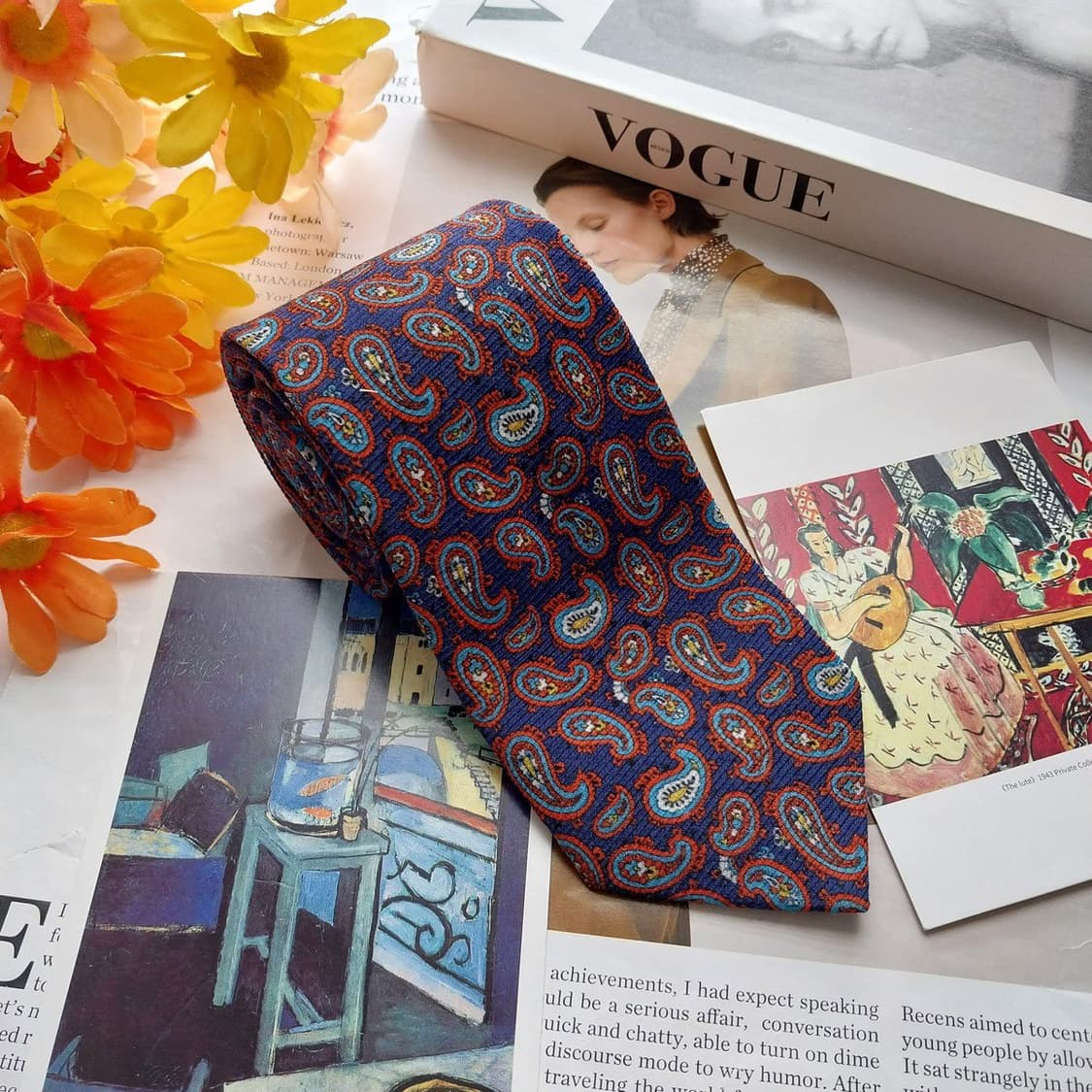 에스.티. 듀퐁 네이비 페이즐리 넥타이 8.1cm S~A+등급 K2956 상품이미지4