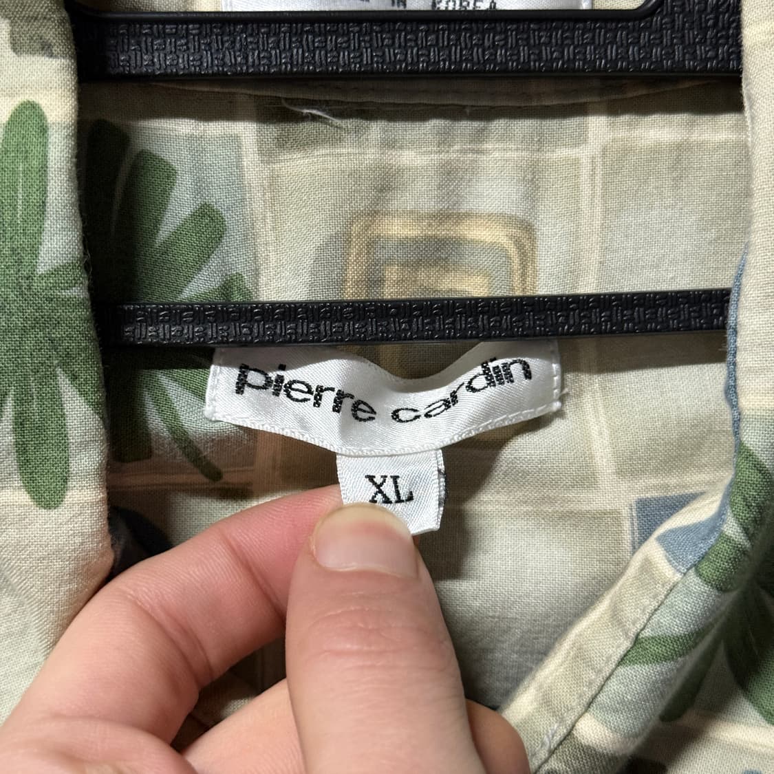 Pierre Cardin 빅사이즈 야자수 체크 풀 패턴 코튼 반팔 셔츠 상품이미지5