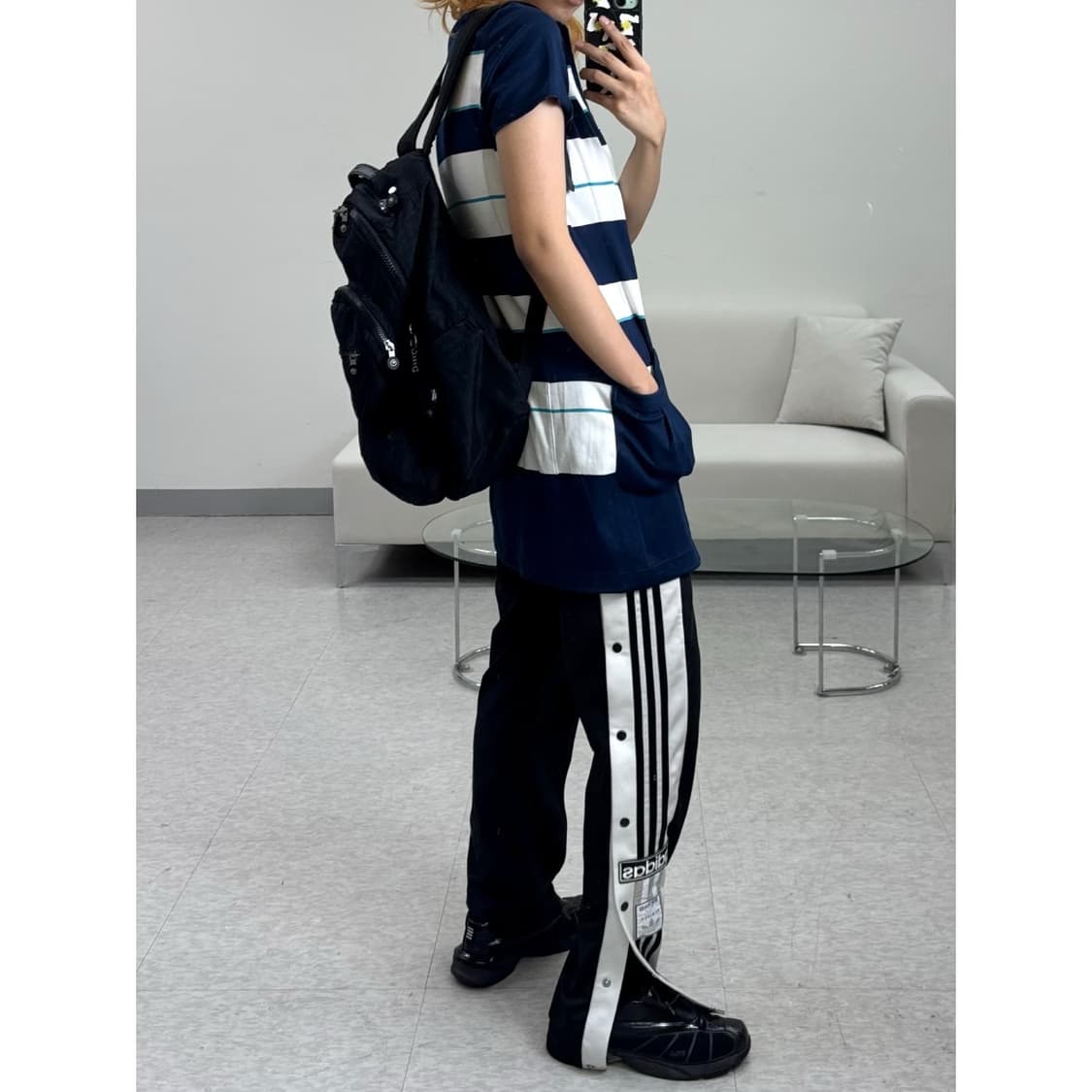 빈티지 스포티 블루 져지 반팔 원피스 상품이미지2