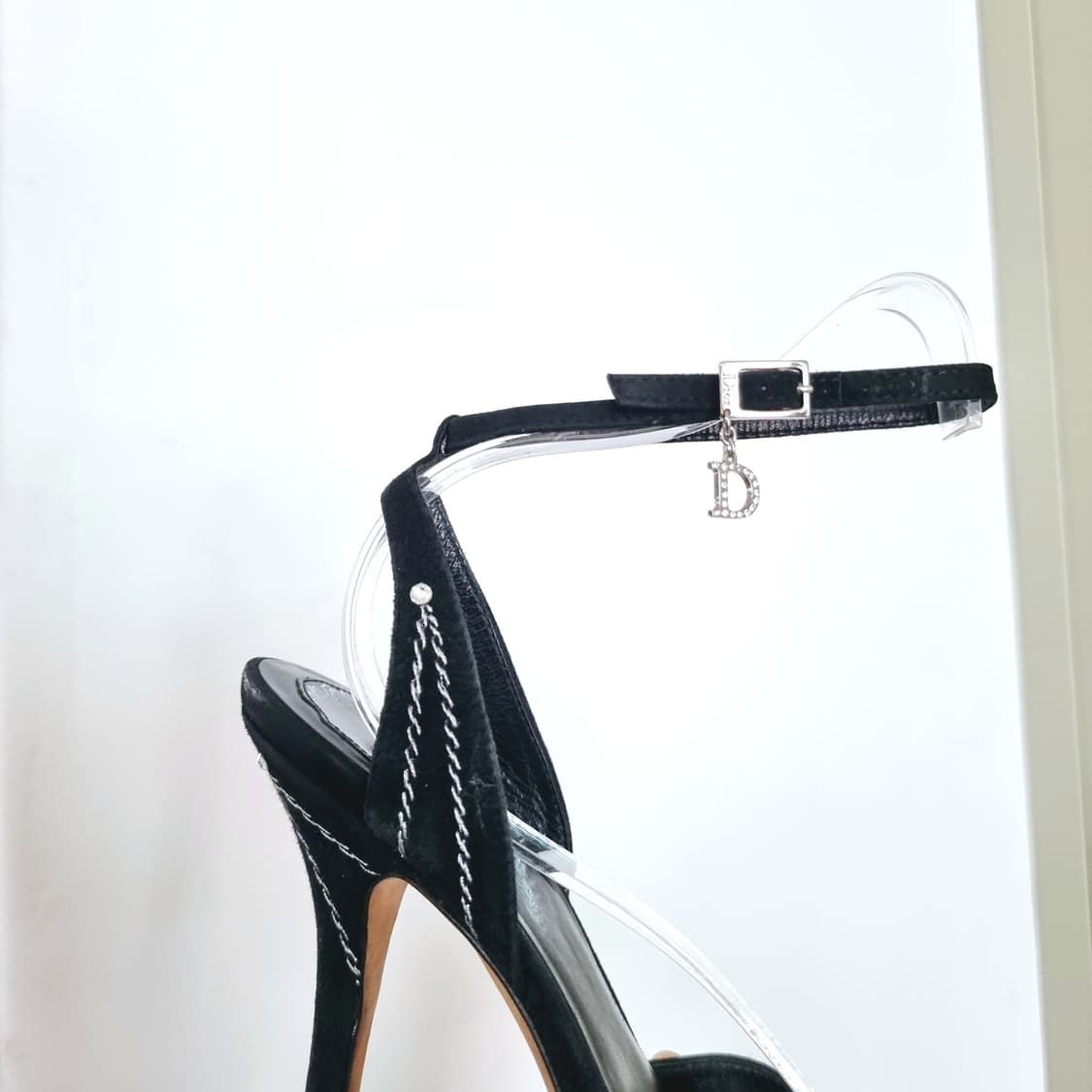 디올 구두 하이힐 오픈토힐 스웨이드 은사띠 큐빅 슈즈 (225/35.5) 상품이미지6