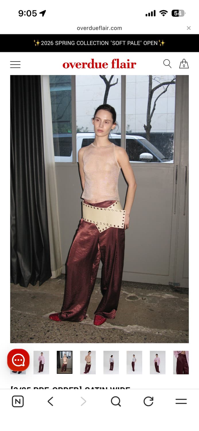 오버듀플레어 SATIN WIDE PANTS_CHERRY BROWN 상품이미지2